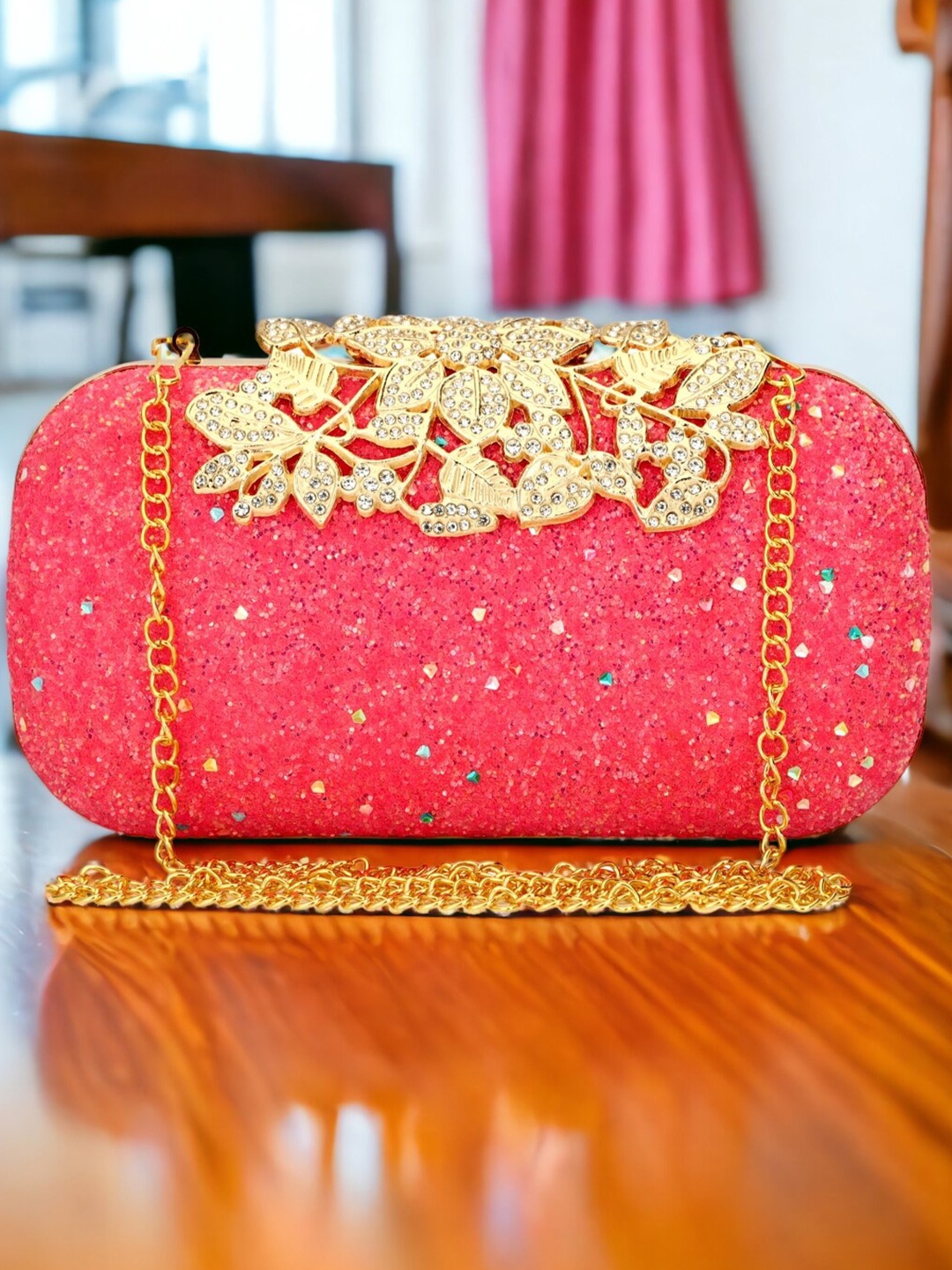 

Toobacraft Embellished Box Clutch, Magenta