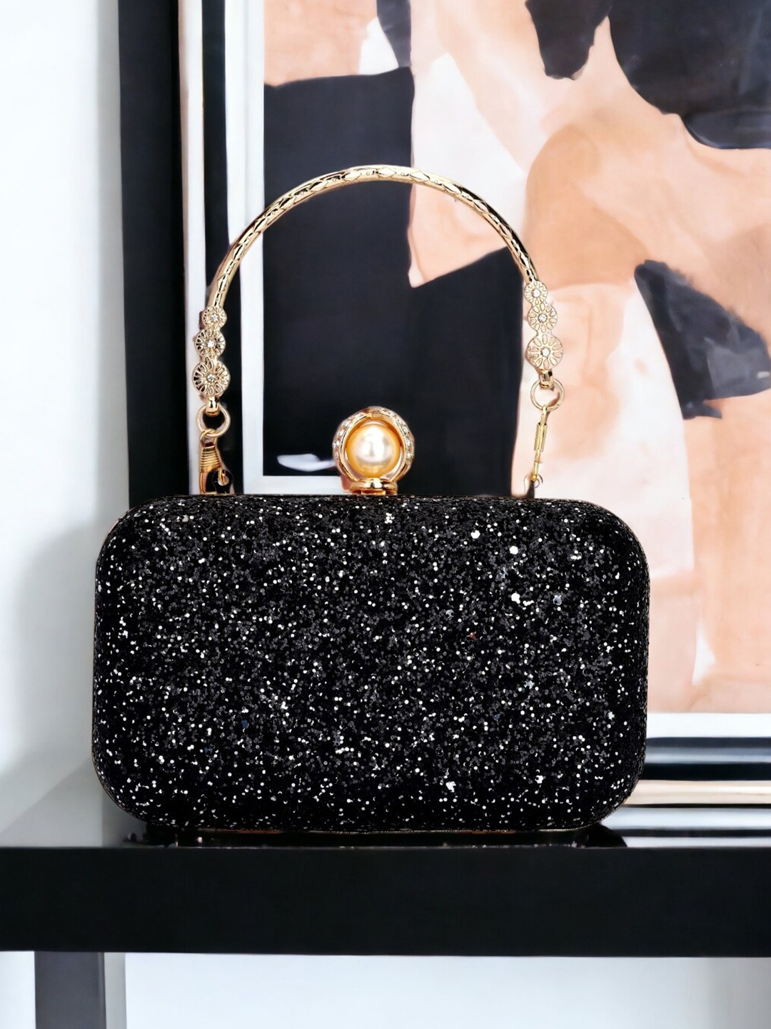 

Toobacraft Embellished Box Clutch, Black