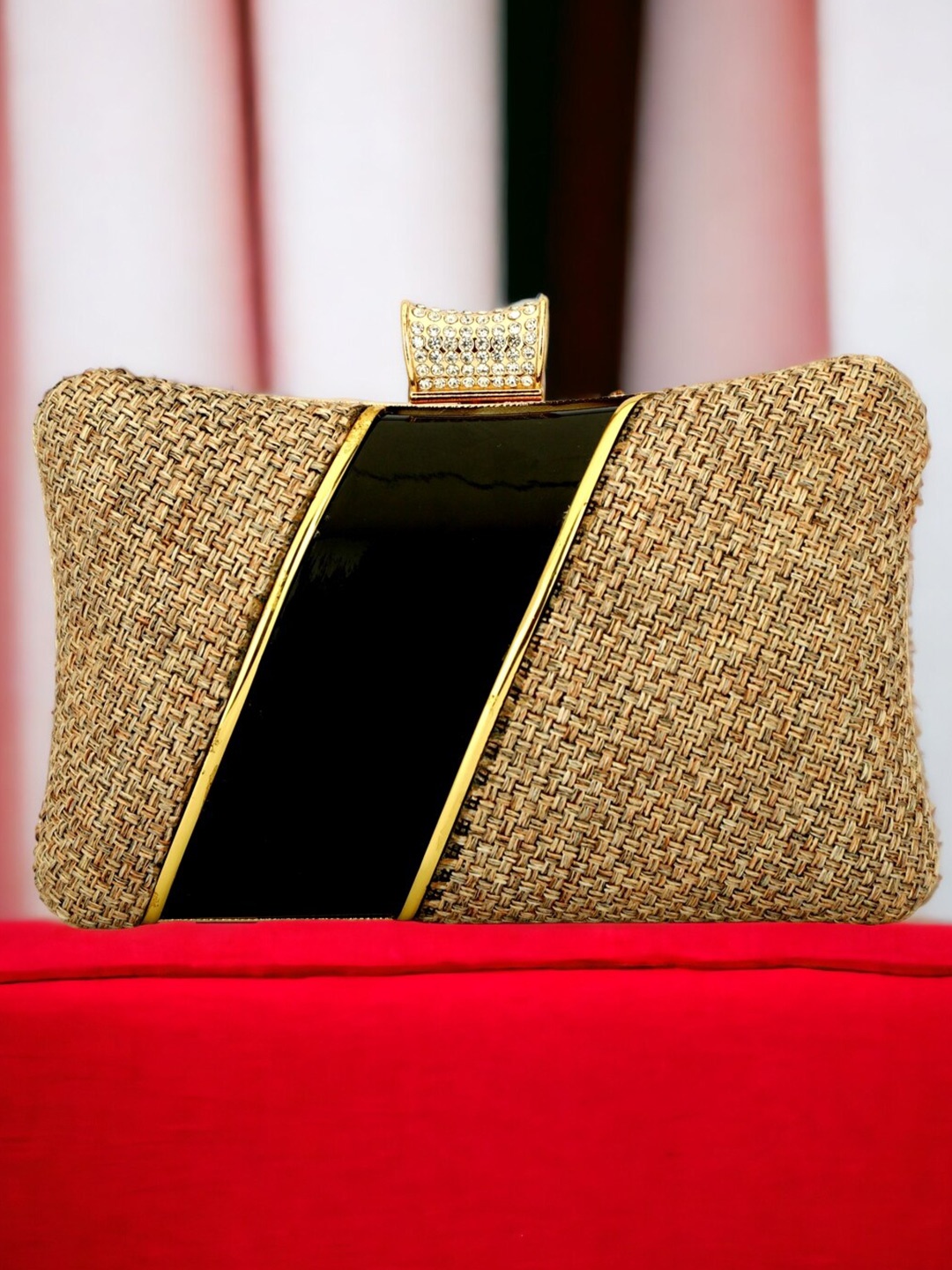 

Toobacraft Embellished Box Clutch, Gold