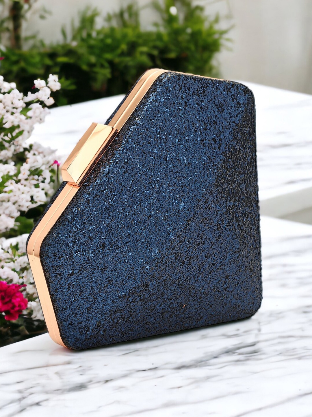 

Toobacraft Shoulder Strap Embellished Box Clutch, Blue