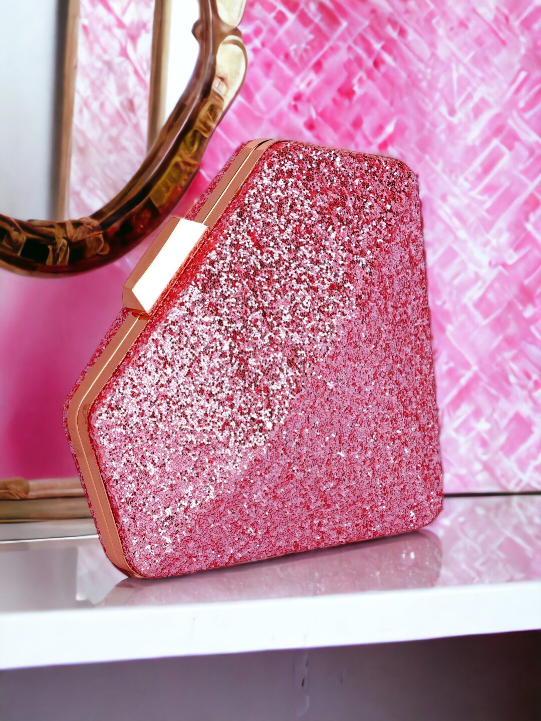 

Toobacraft Embellished Box Clutch, Pink
