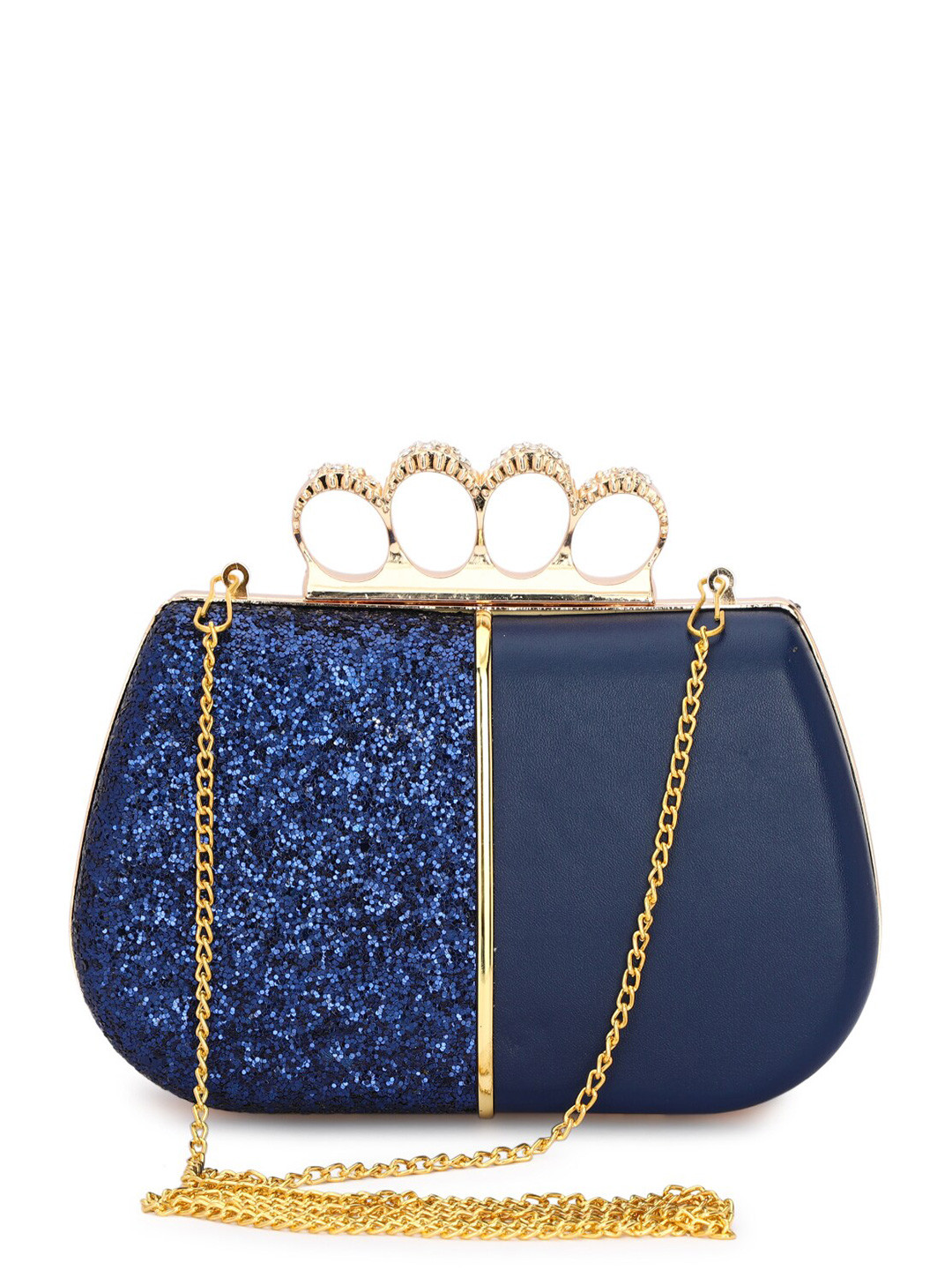 

Toobacraft Embellished Box Clutch, Blue