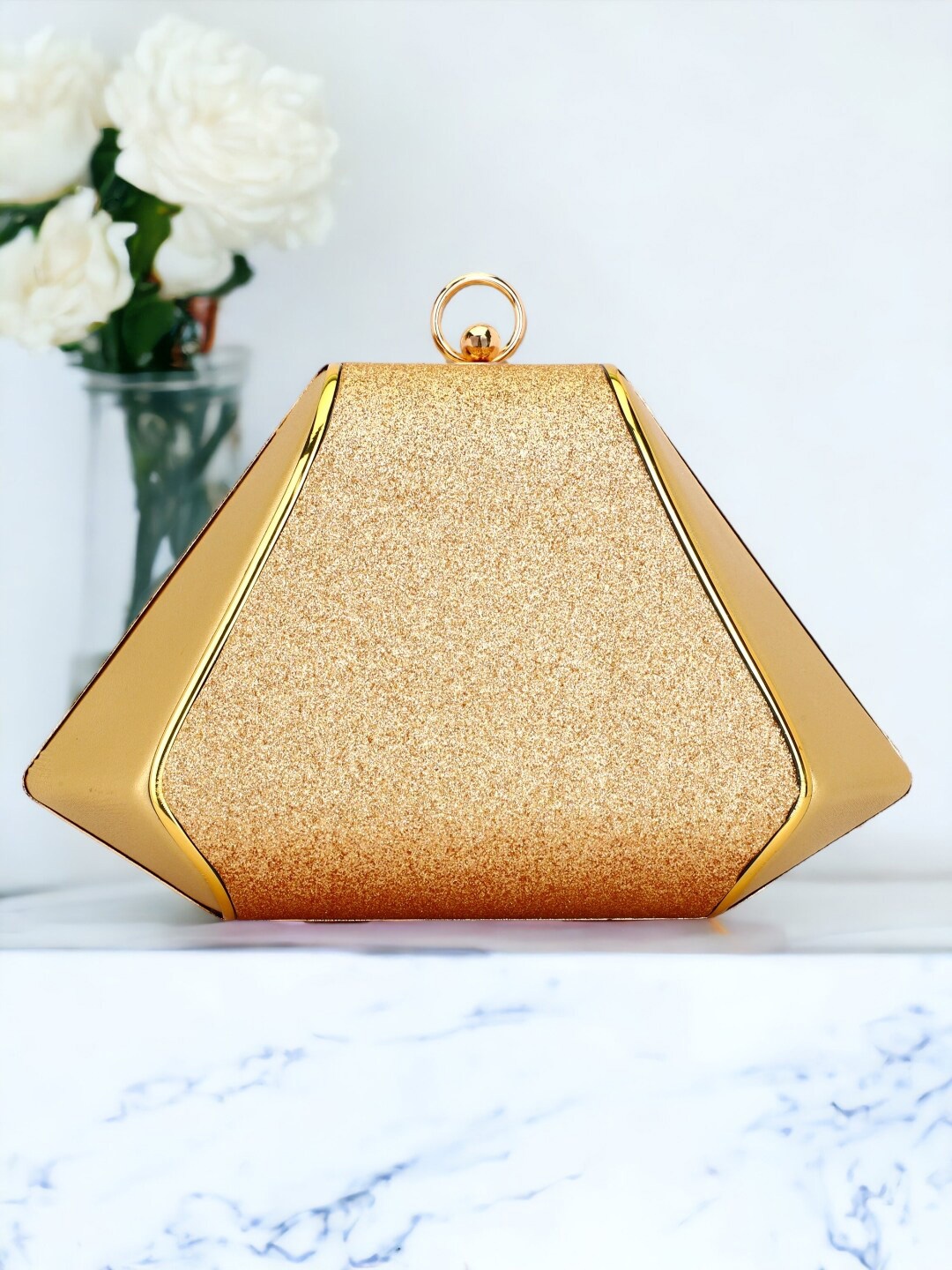

Toobacraft Embellished Box Clutch, Gold
