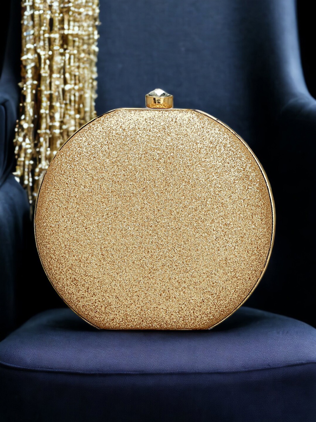 

Toobacraft Embellished Box Clutch, Gold