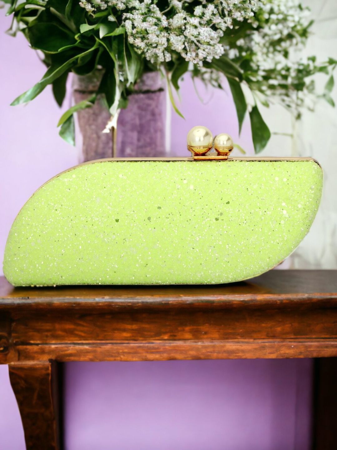 

Toobacraft Embellished Box Clutch, Green