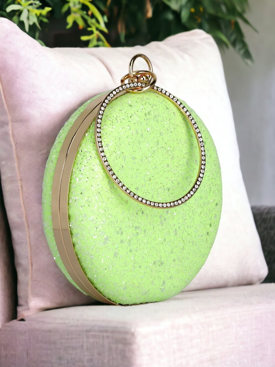 

Toobacraft Embellished Box Clutch, Green