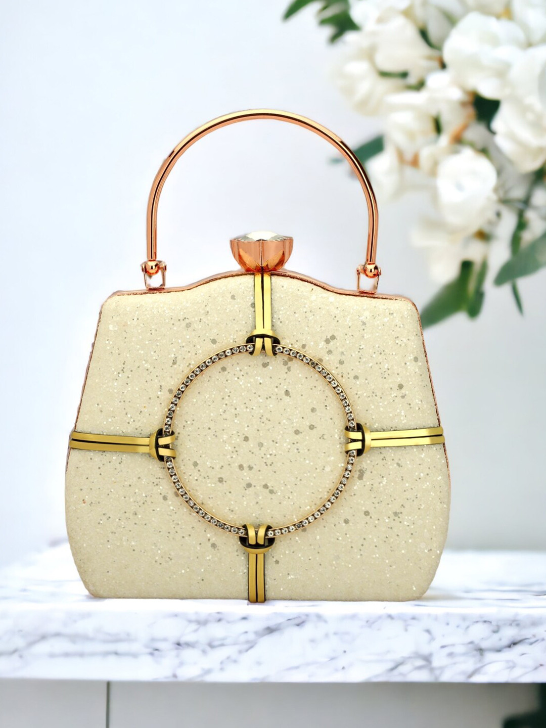 

Toobacraft Embellished Box Clutch, White