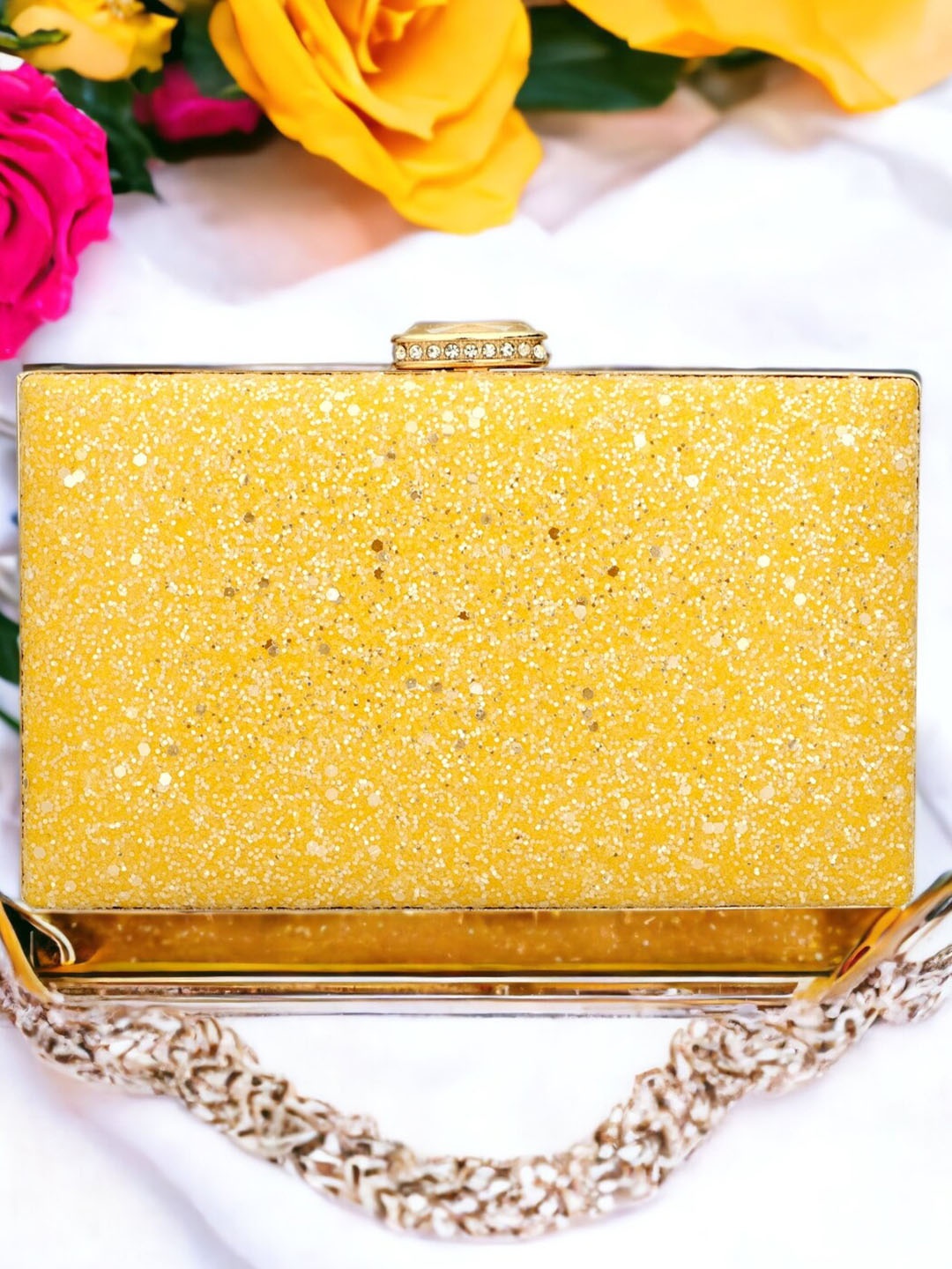 

Toobacraft Embellished Box Clutch, Yellow