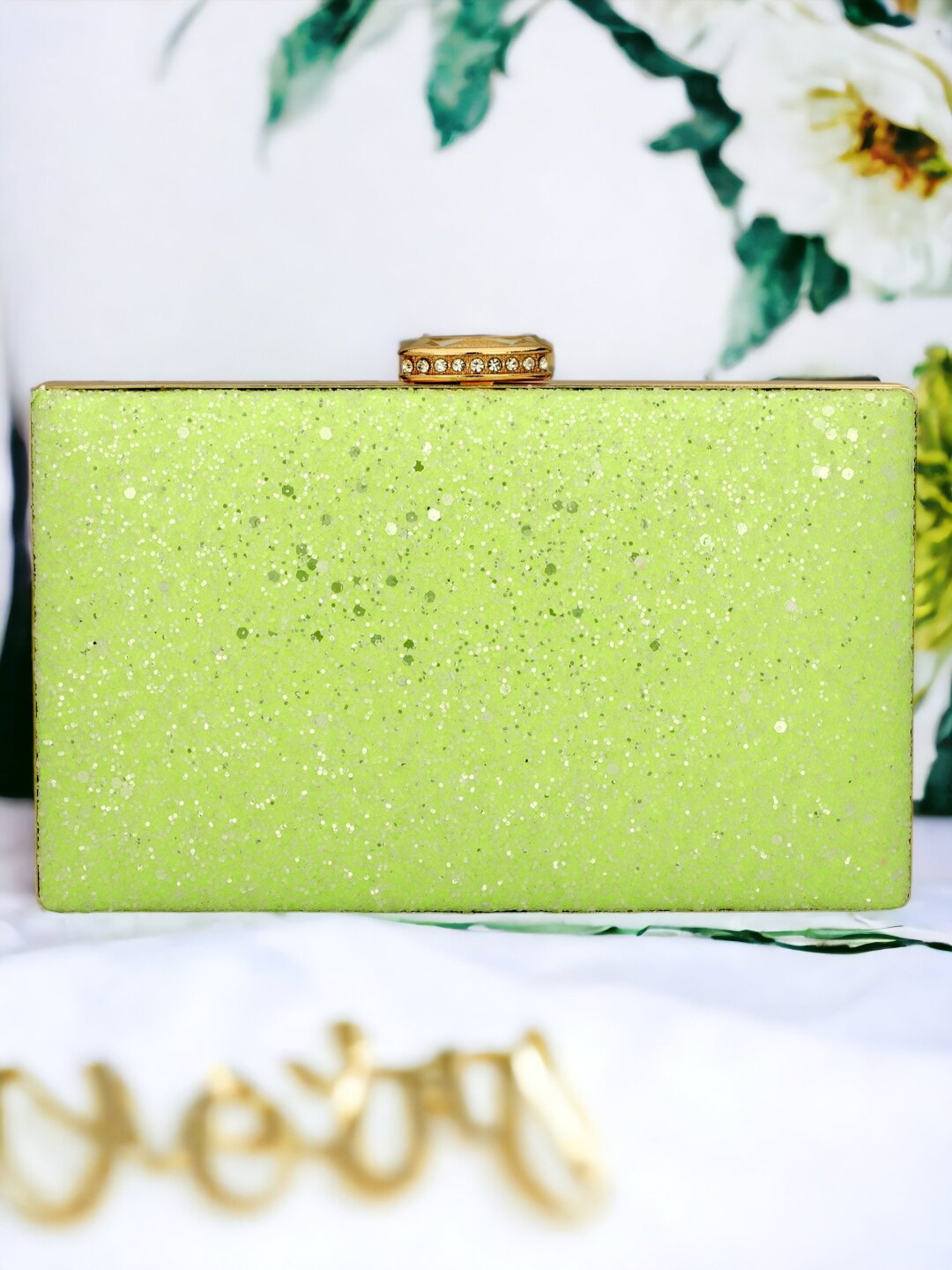 

Toobacraft Embellished Box Clutch, Green