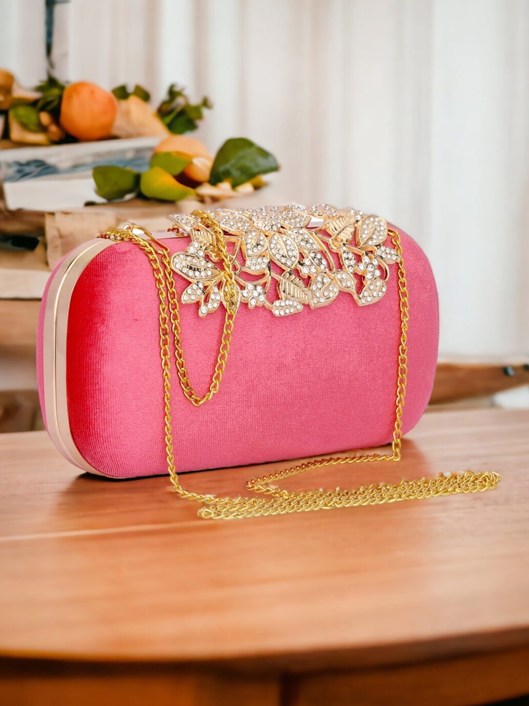 

Toobacraft Embellished Box Clutch, Pink