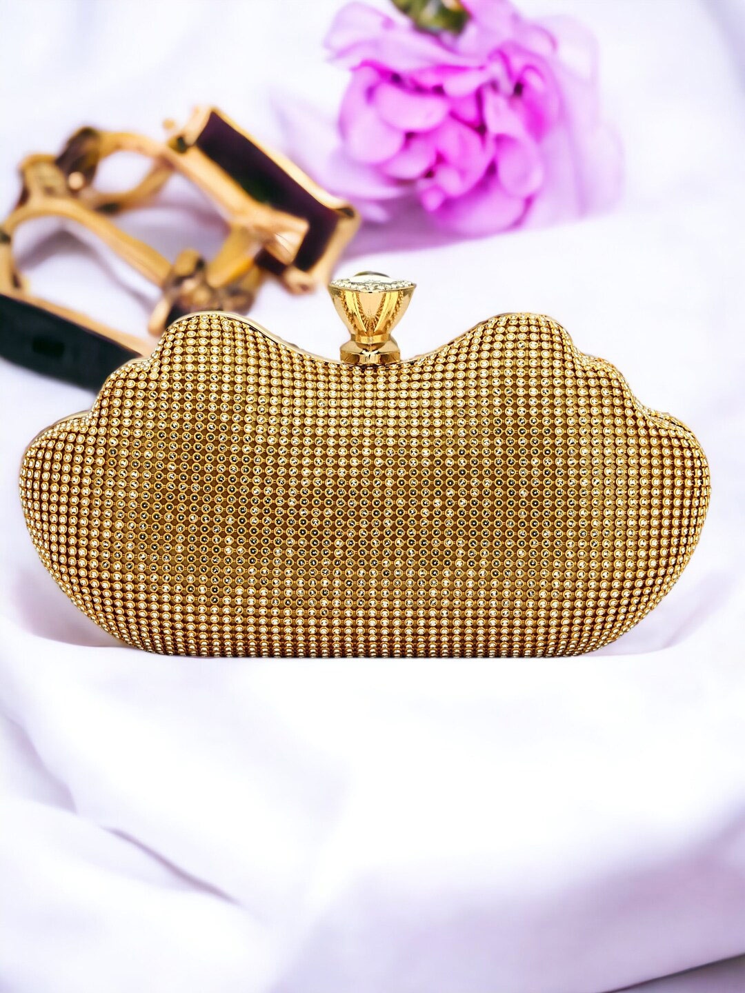 

Toobacraft Embellished Box Clutch, Gold