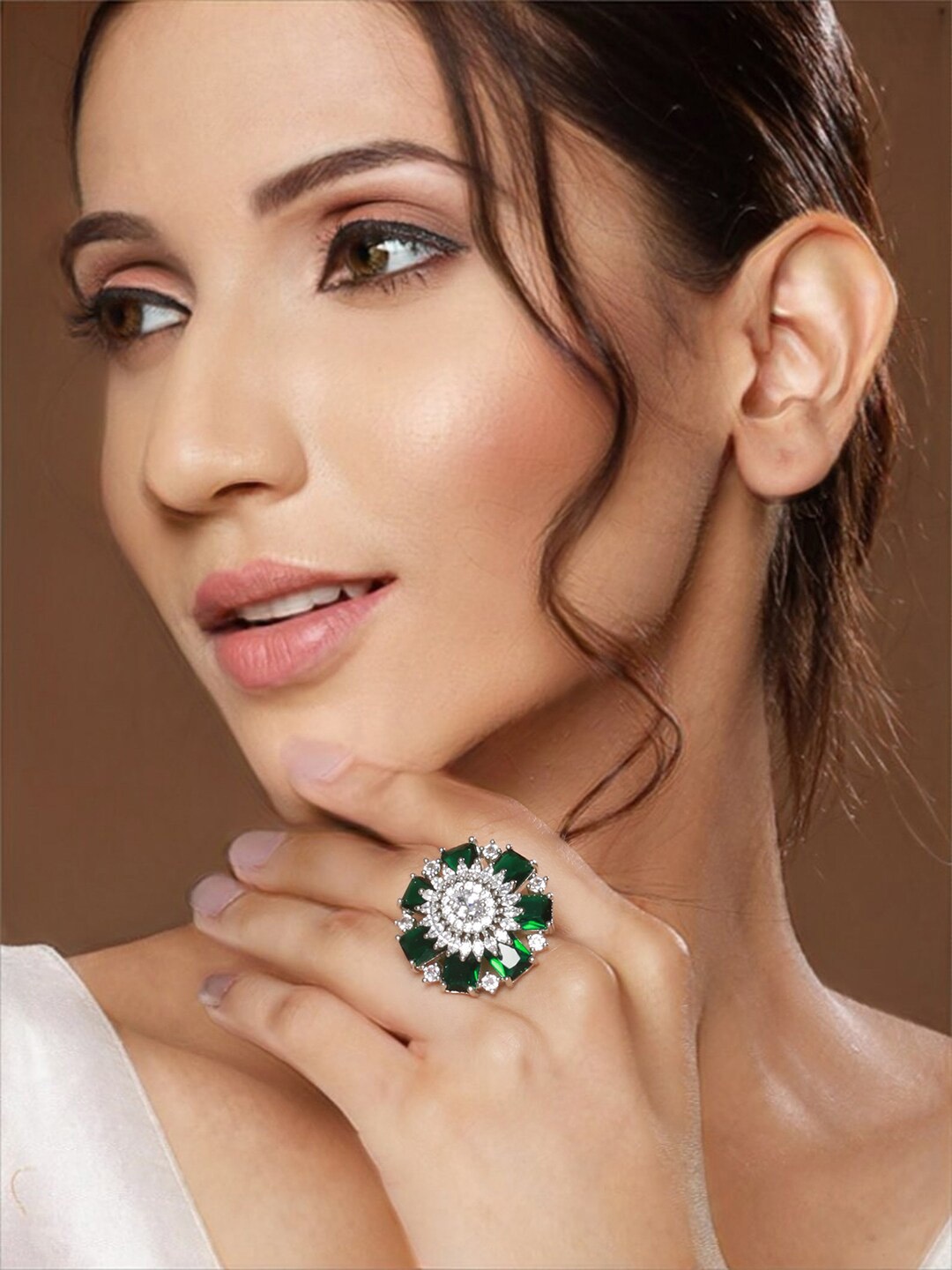 

Priyaasi Silver-Plated AD-studded Finger Ring
