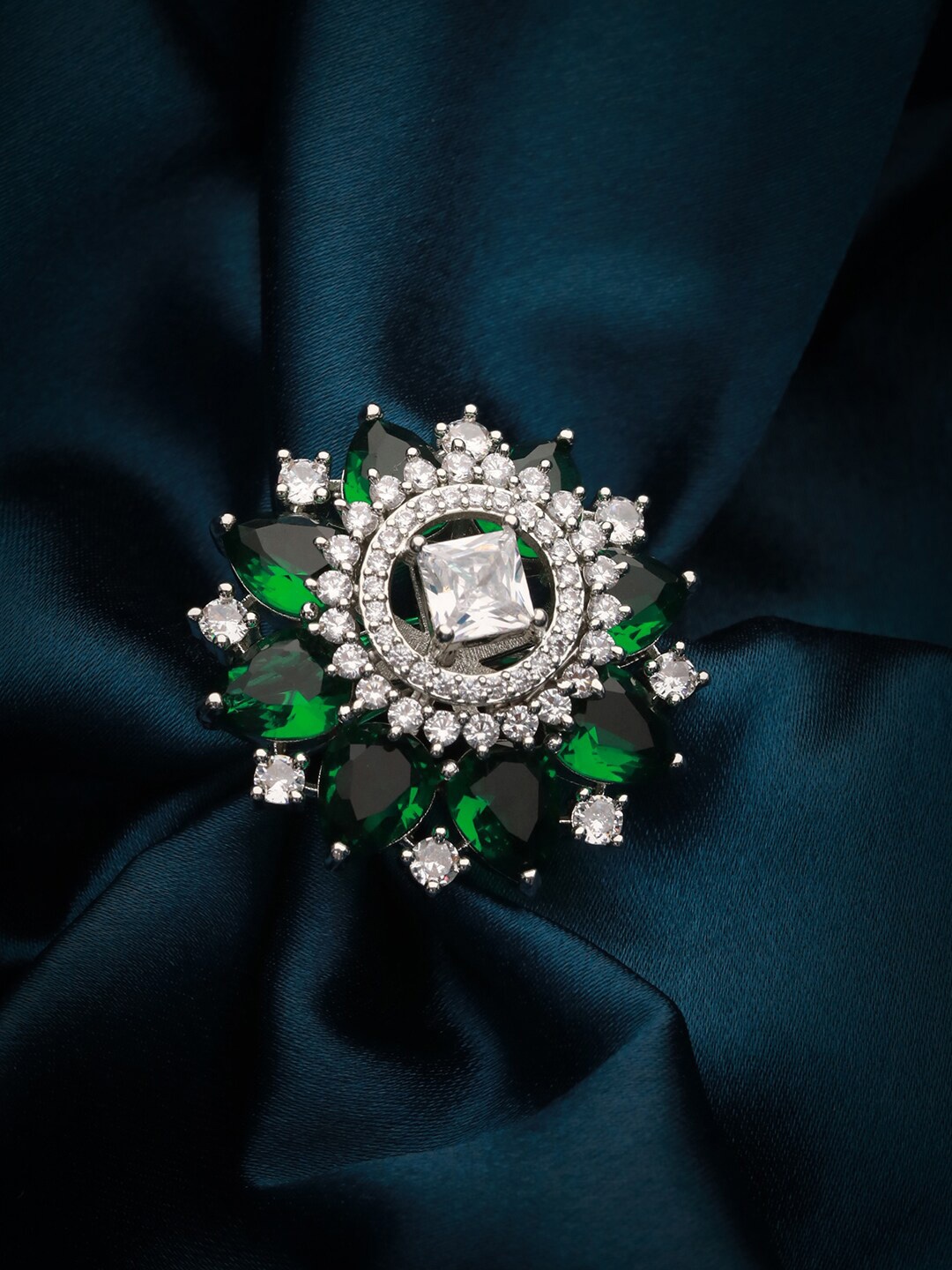

Priyaasi Silver-Plated AD-studded Finger Ring