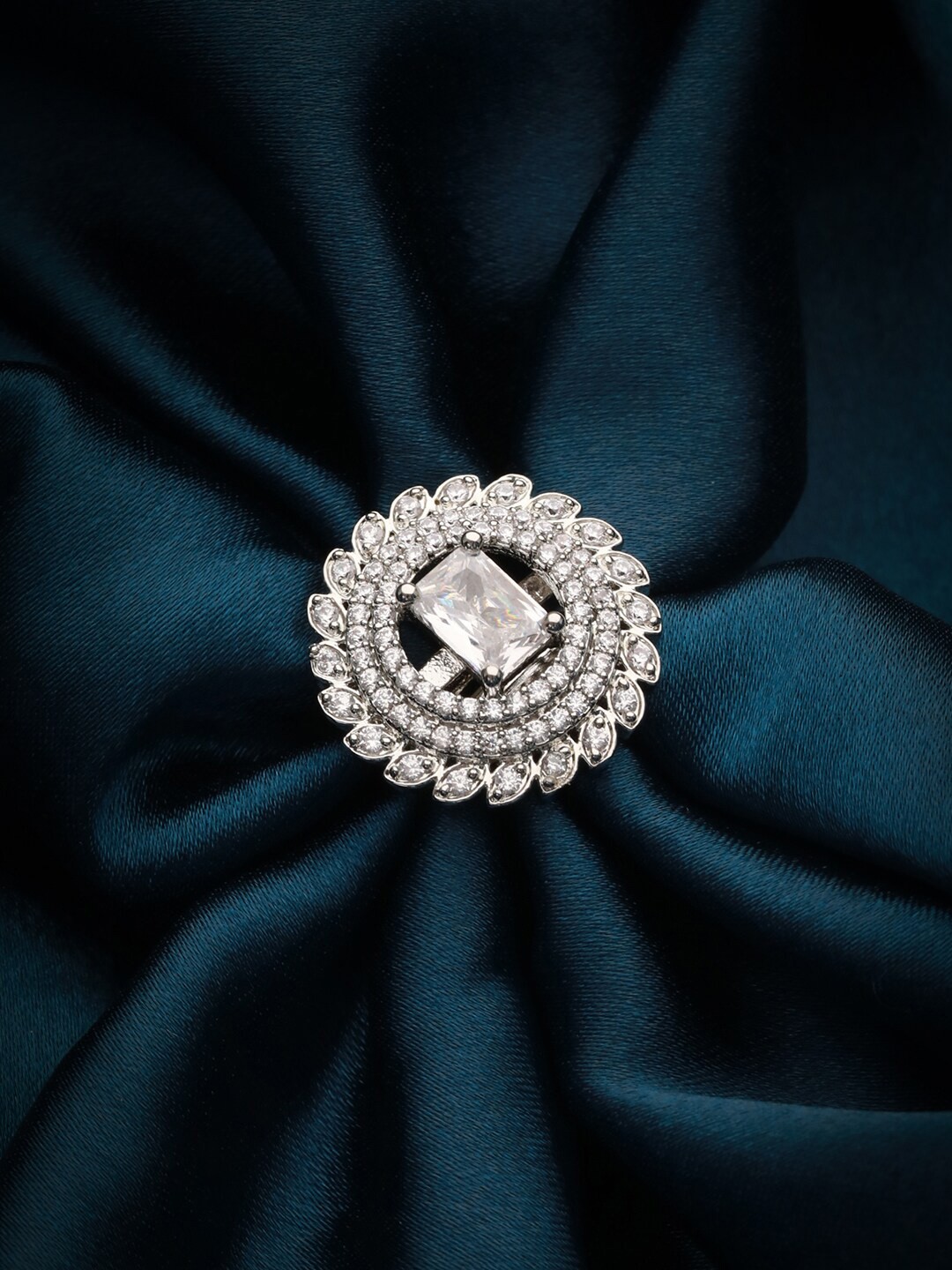 

Priyaasi Silver-Plated AD-studded Finger Ring
