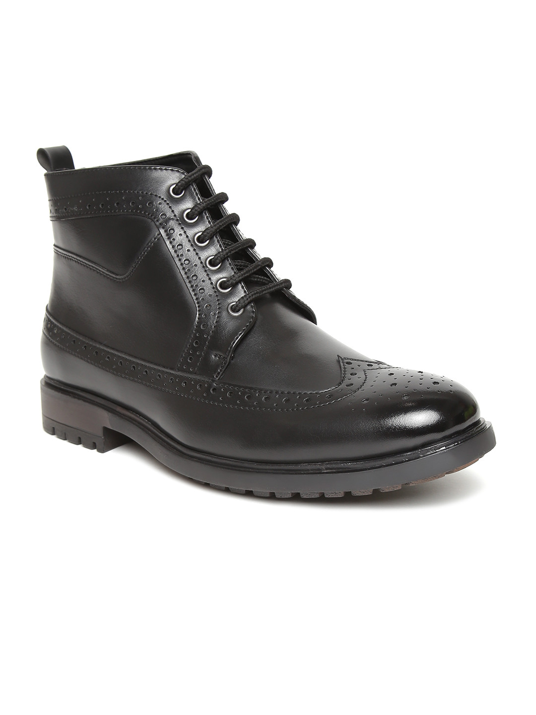 

San Frissco Men Black Solid High-Top Flat Boots