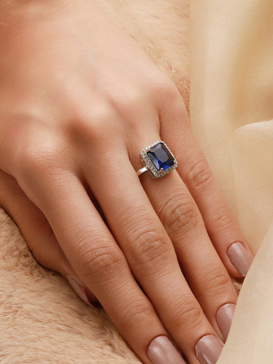 

Priyaasi Silver-Plated AD-studded Finger Ring