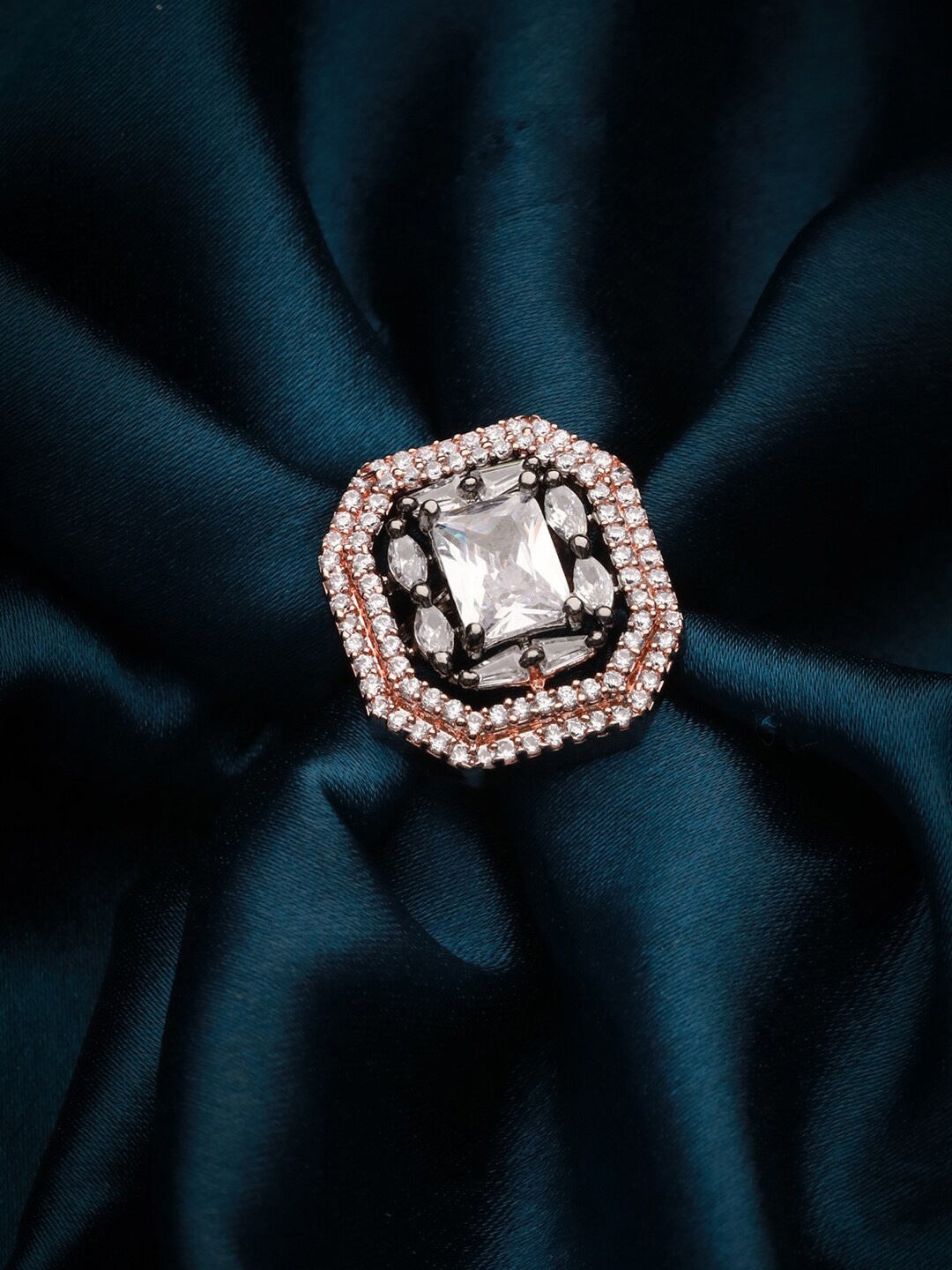 

Priyaasi Rose Gold Silver Plated AD-studded Finger Ring