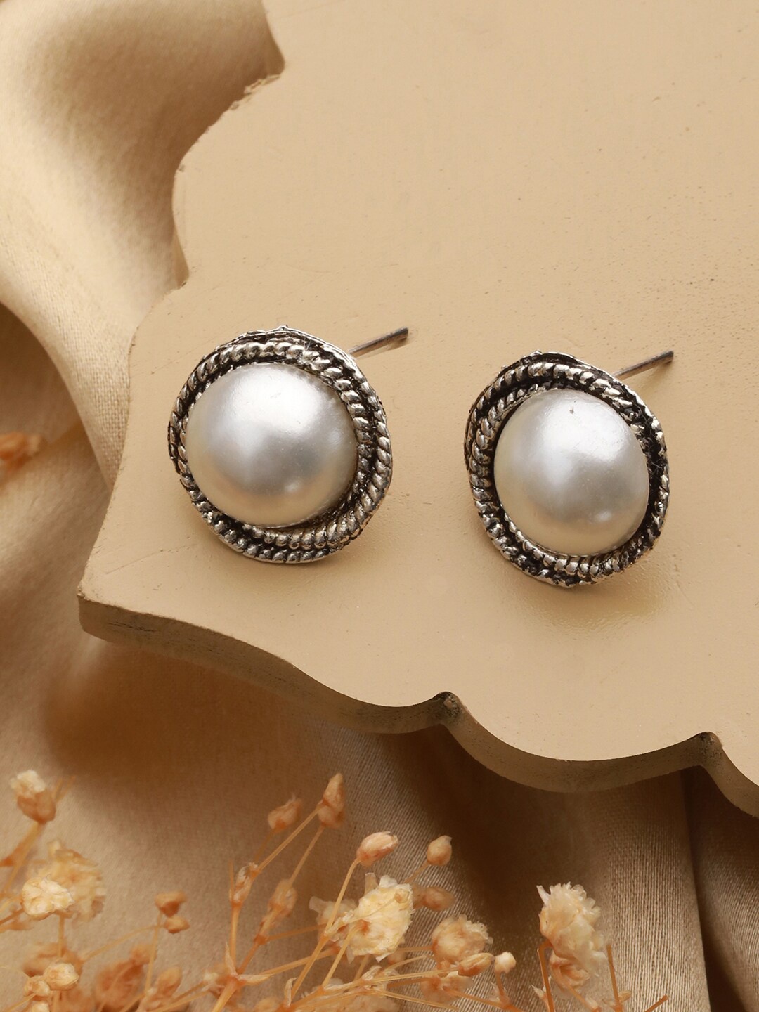 

Priyaasi Silver Plated Pearls Studded German Silver Studs Earrings