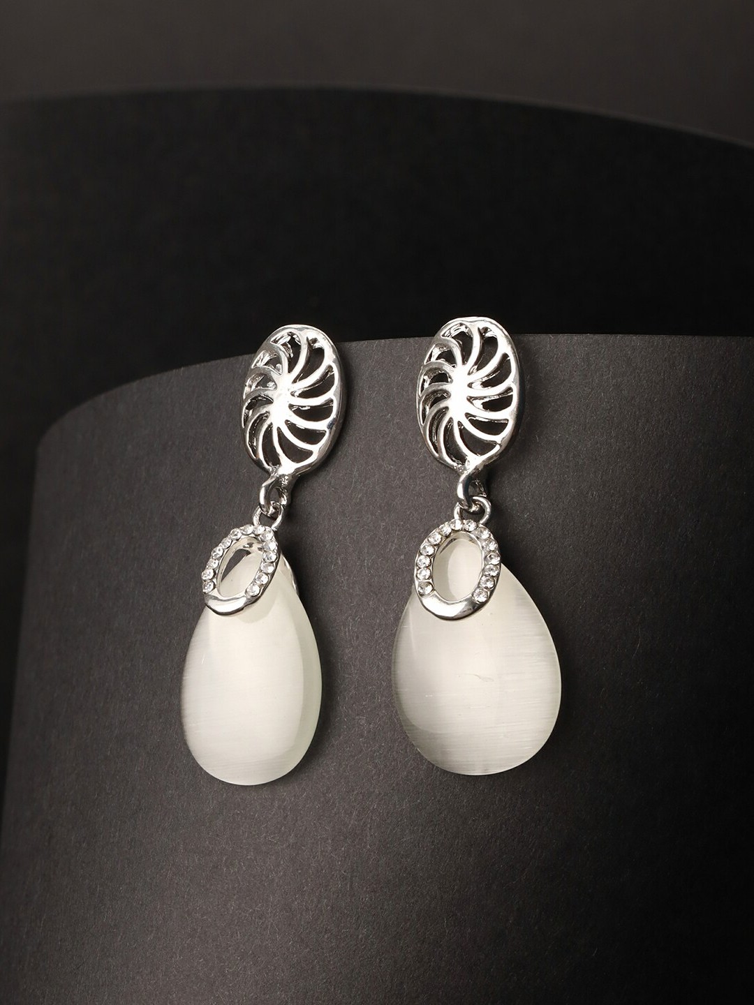 

Priyaasi Silver Plated Stone Studded Drop Earrings