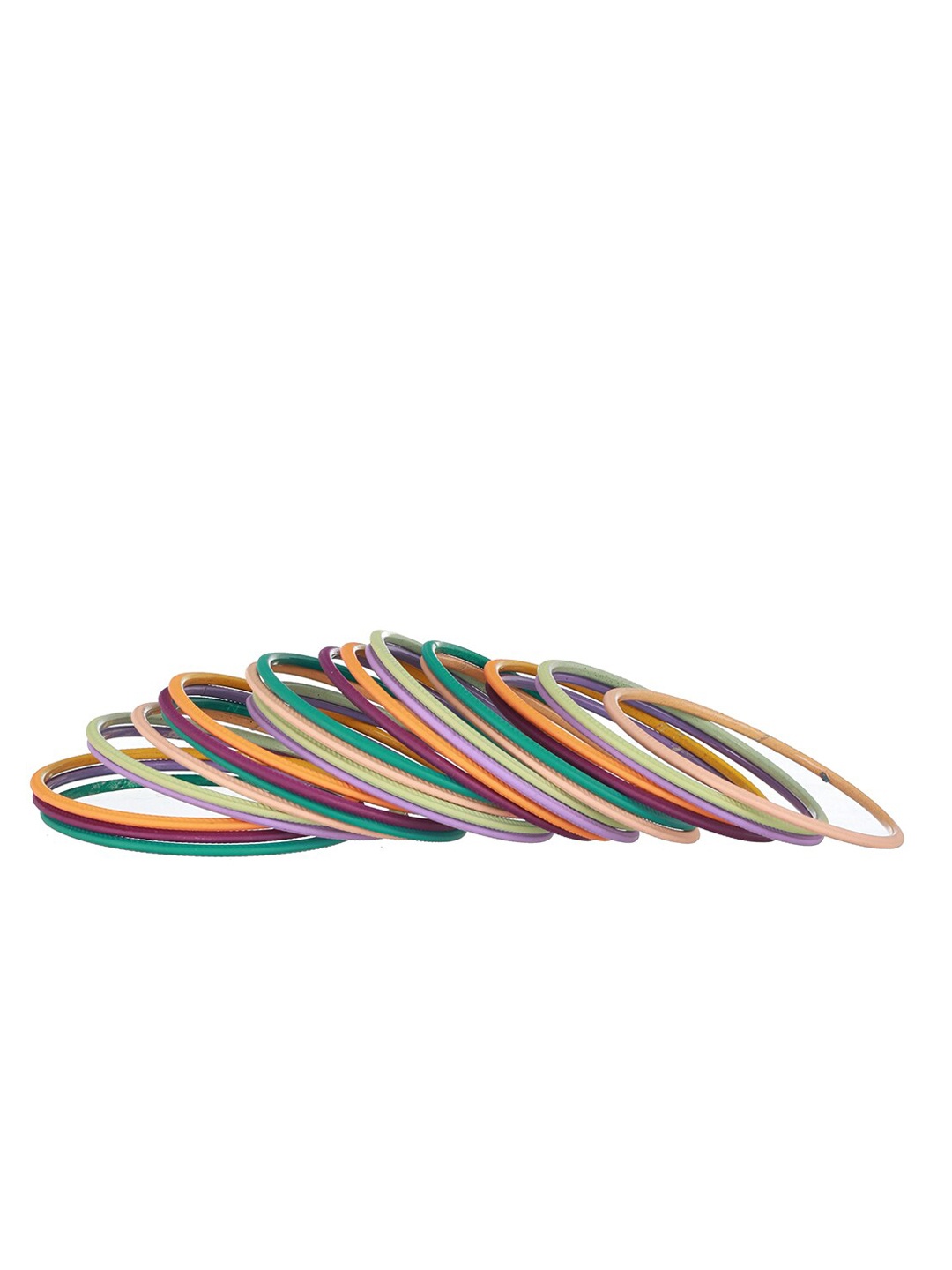 

Priyaasi Set Of 24 Textured Metal Bangles, Pink