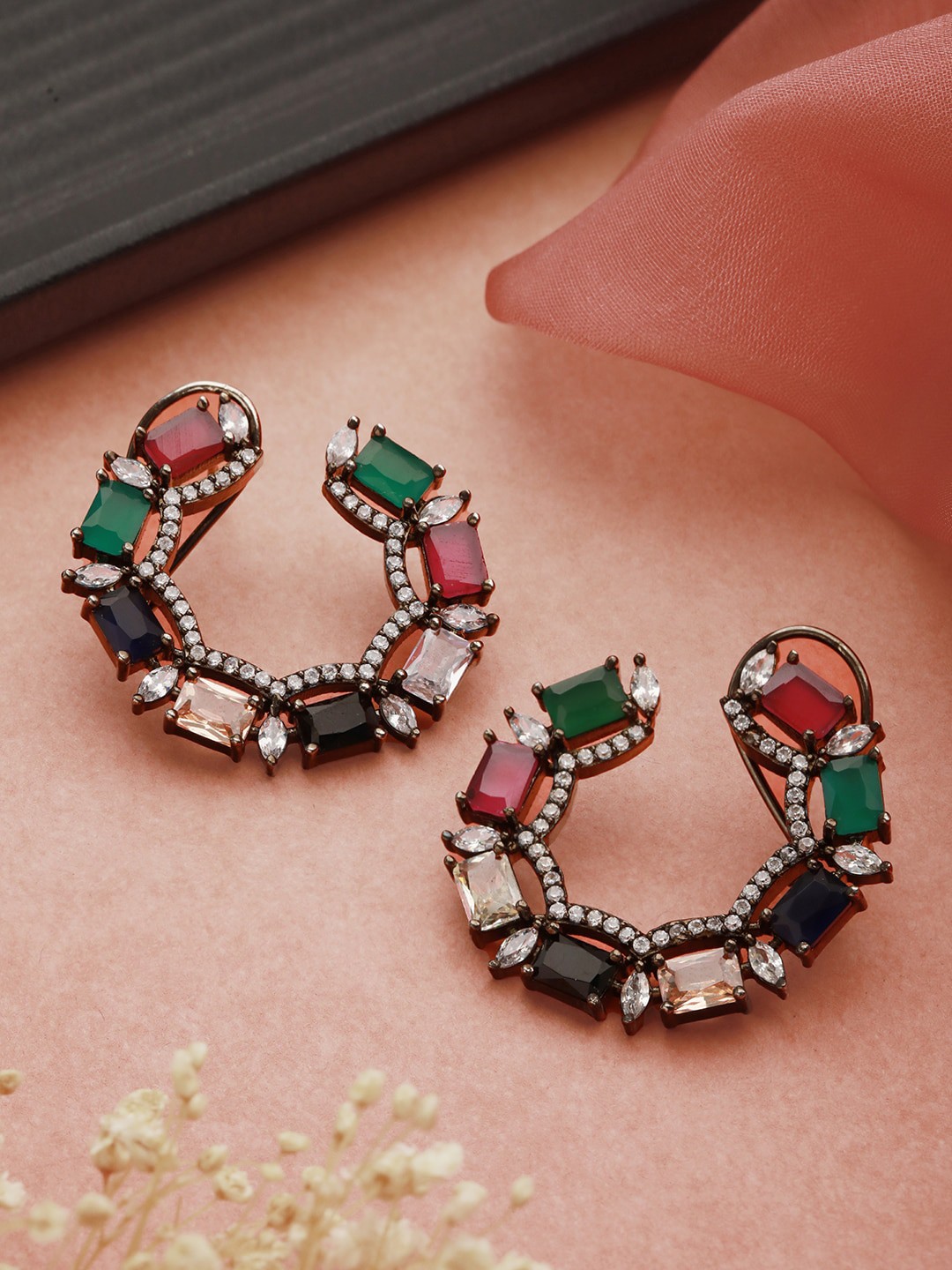 

Priyaasi Silver Plated Contemporary Drop Earrings