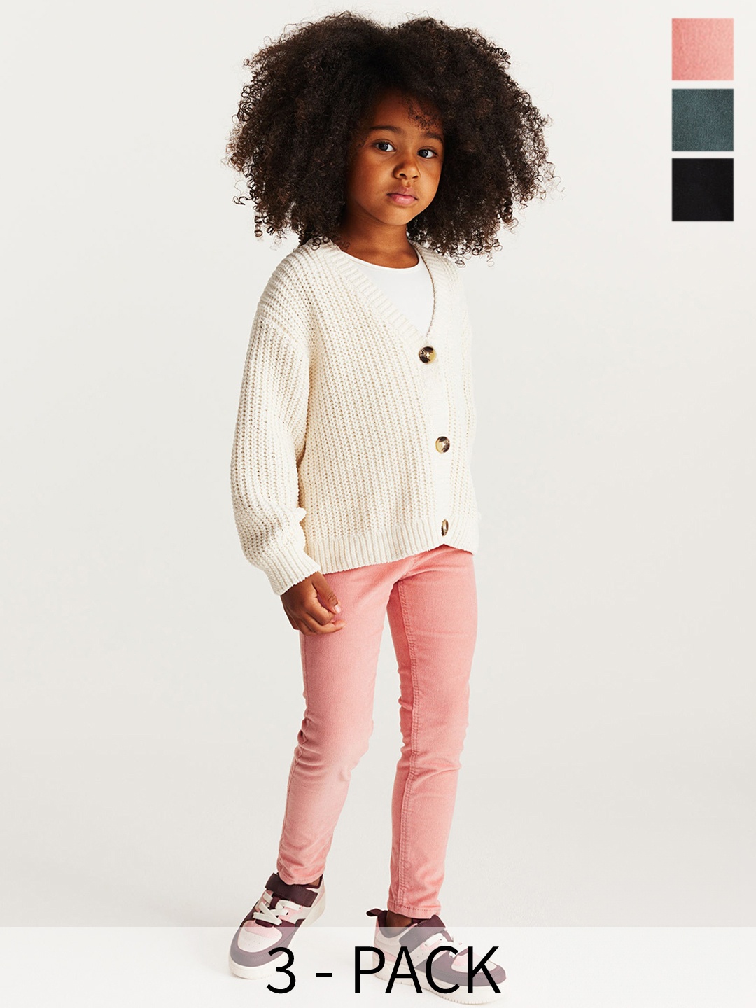 

H&M Girls 3 Pack Corduroy Treggings, Pink