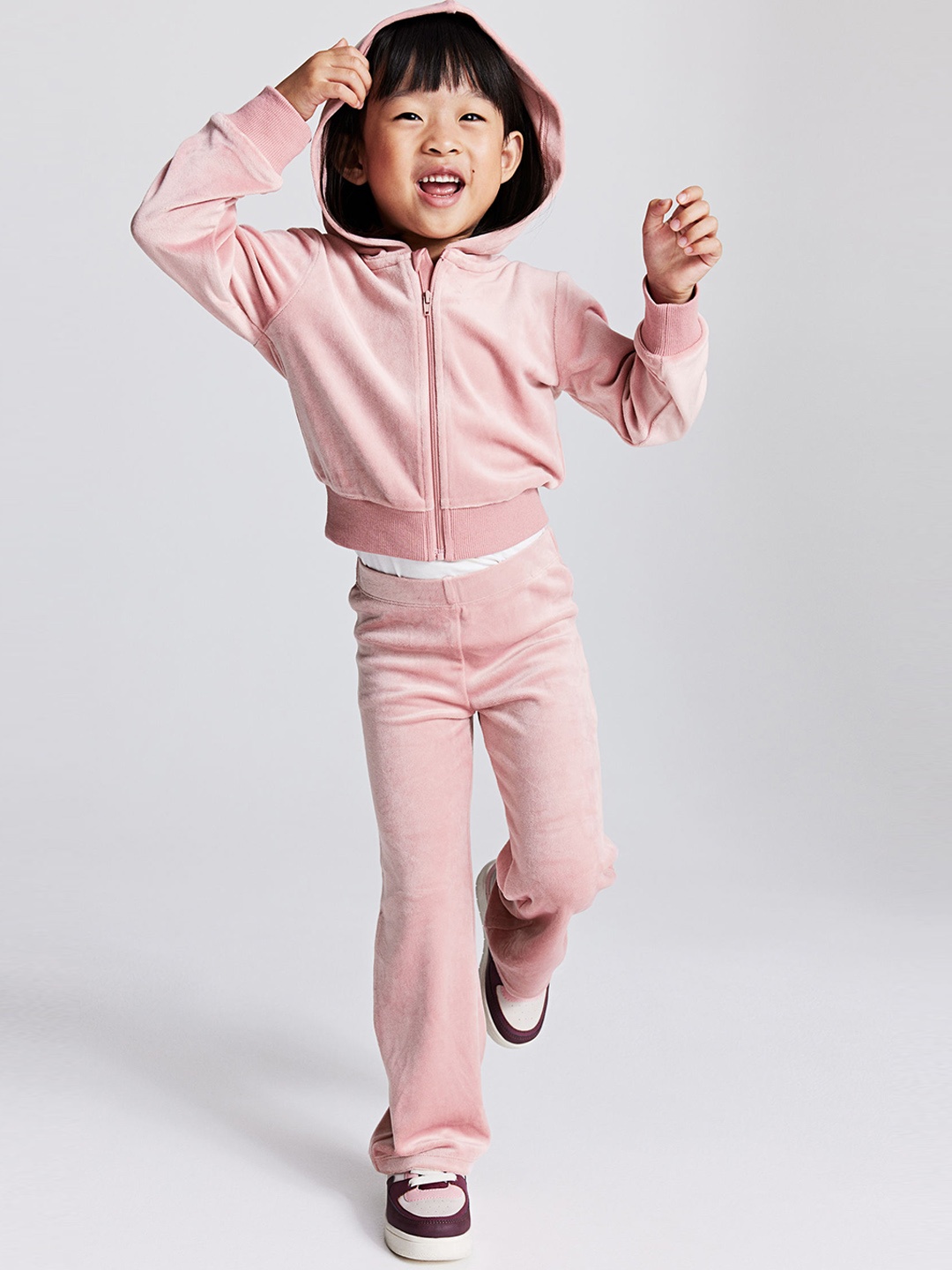 

H&M Girls Flared Velour Leggings, Pink