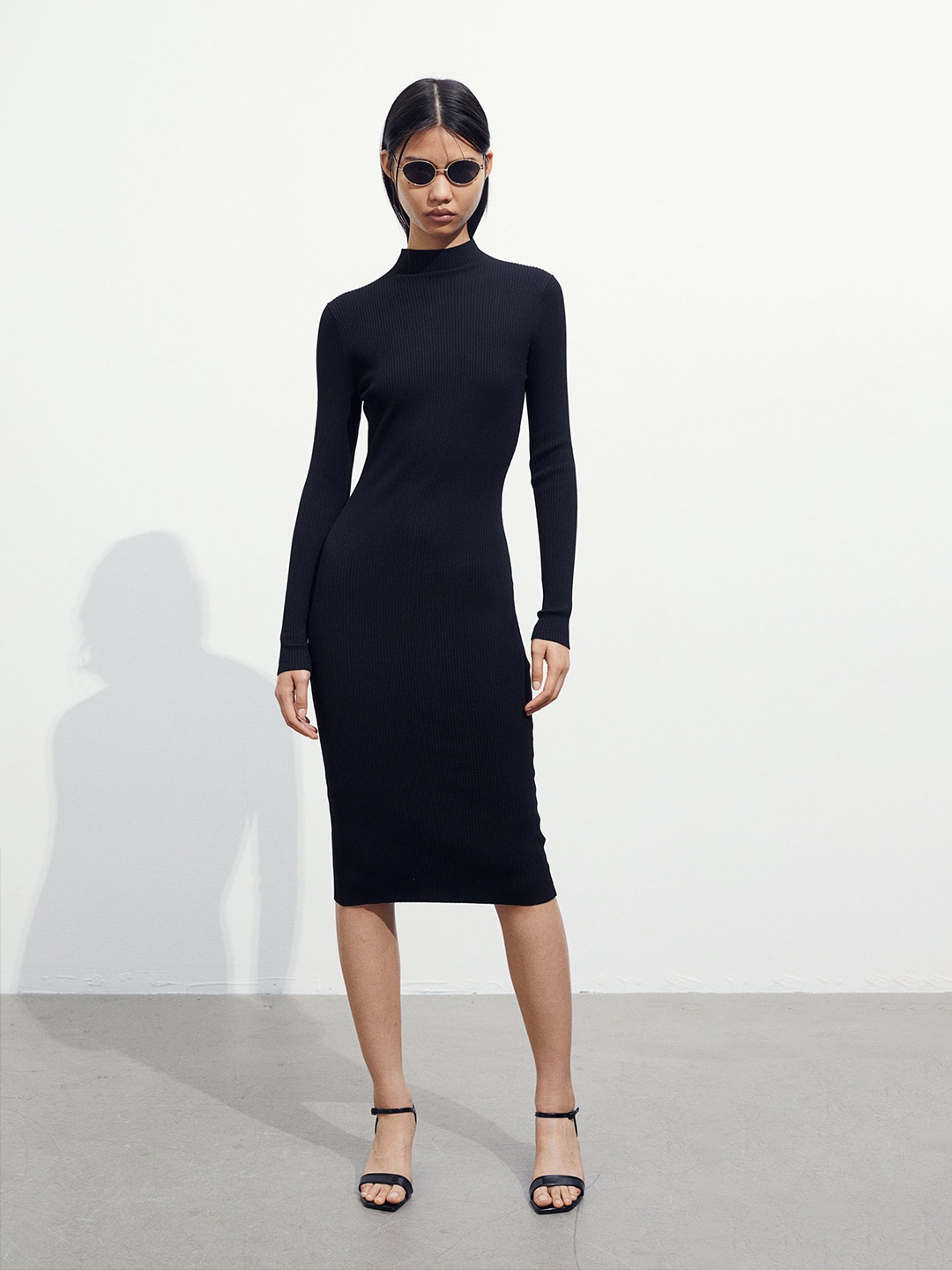 

H&M Rib-Knit Turtleneck Dress, Black