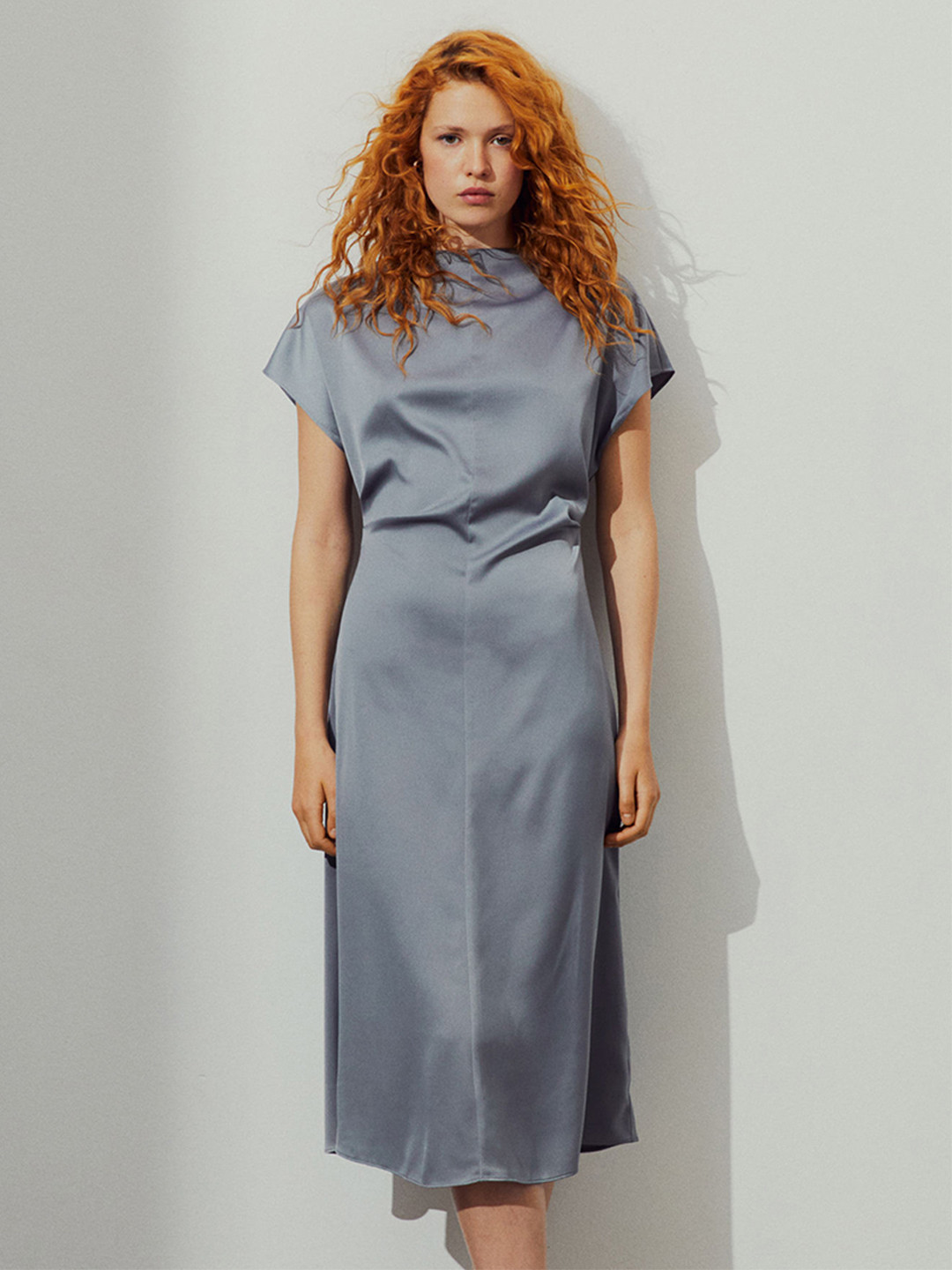 

H&M Tapered-Waist Dress, Grey
