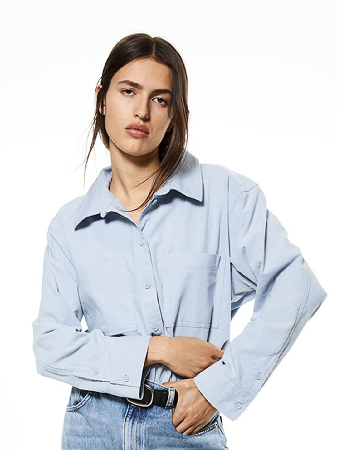

H&M Pure Cotton Corduroy Shirt, Blue