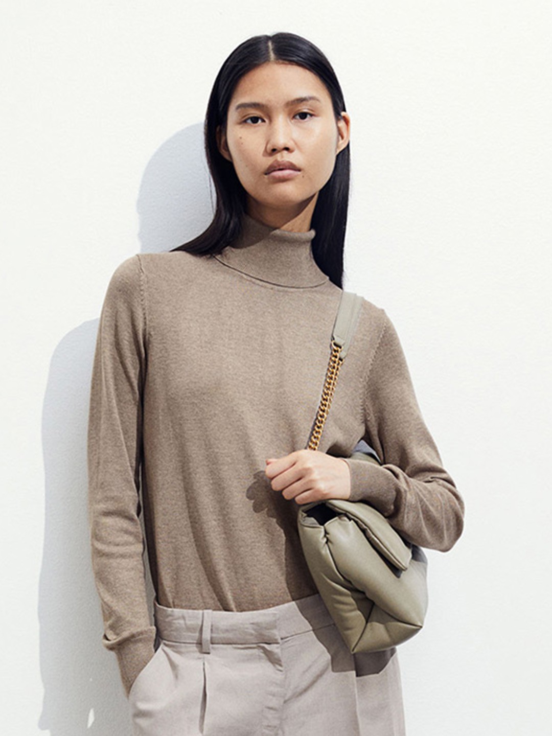 

H&M Polo-Neck Jumper, Beige