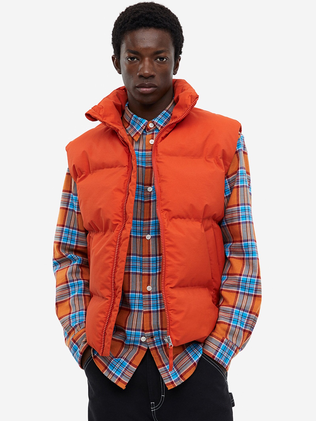 

H&M Water-Repellent Puffer Gilet, Orange