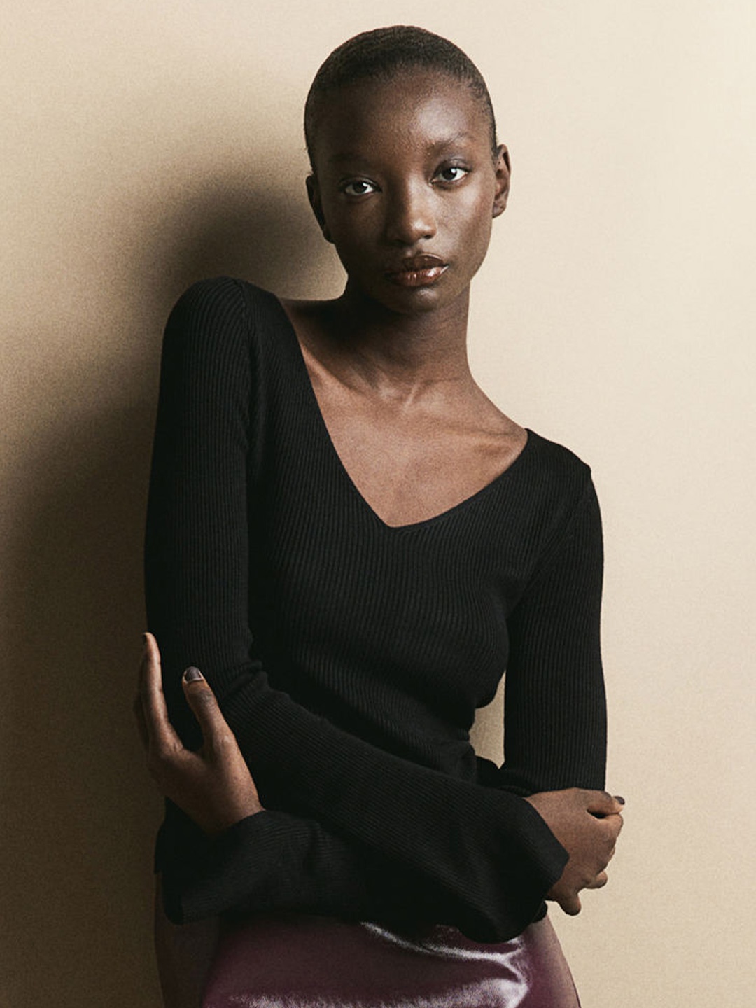 

H&M Rib-Knit Top, Black