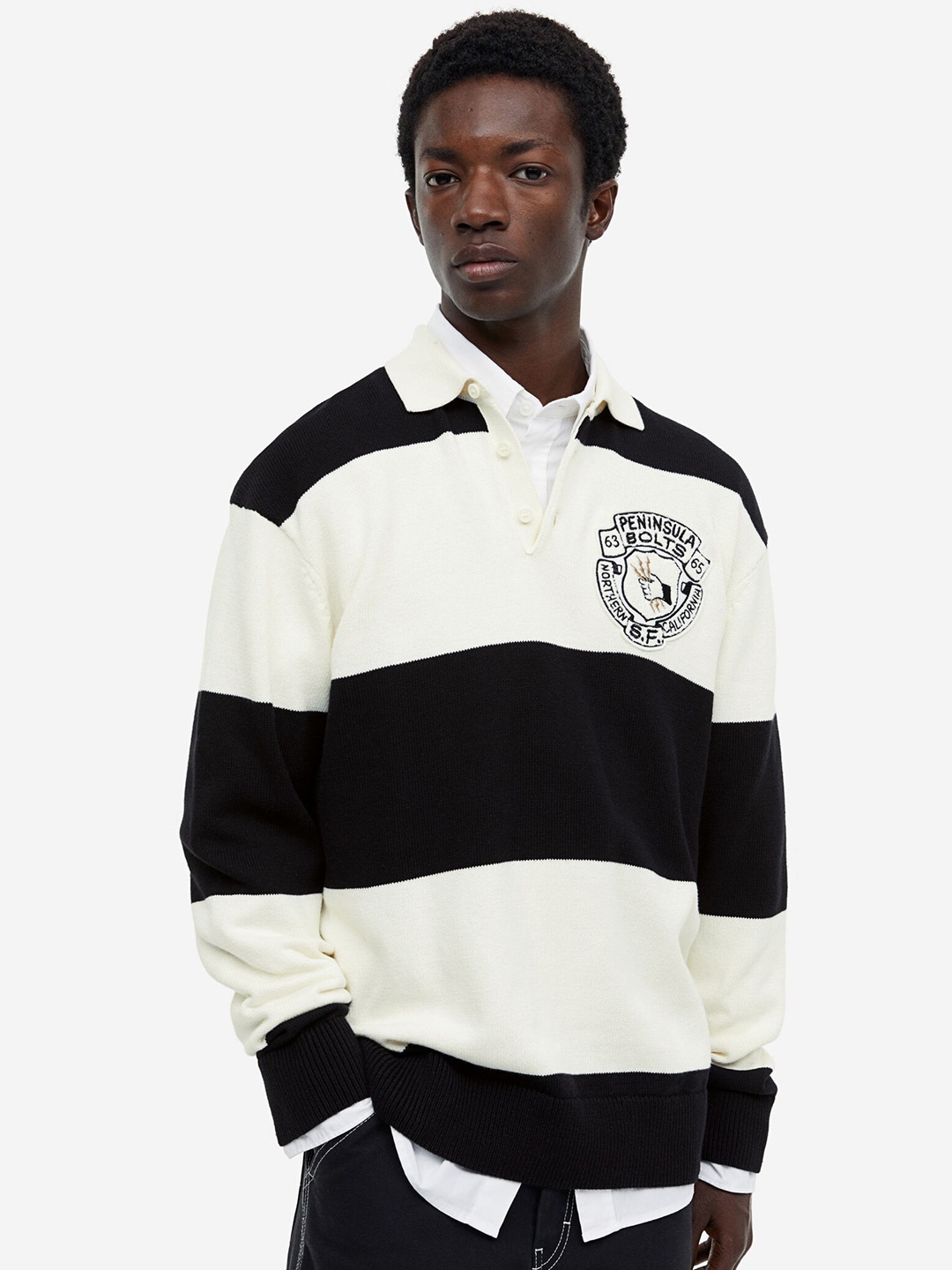 

H&M Relaxed Fit Rugby Shirt, Black