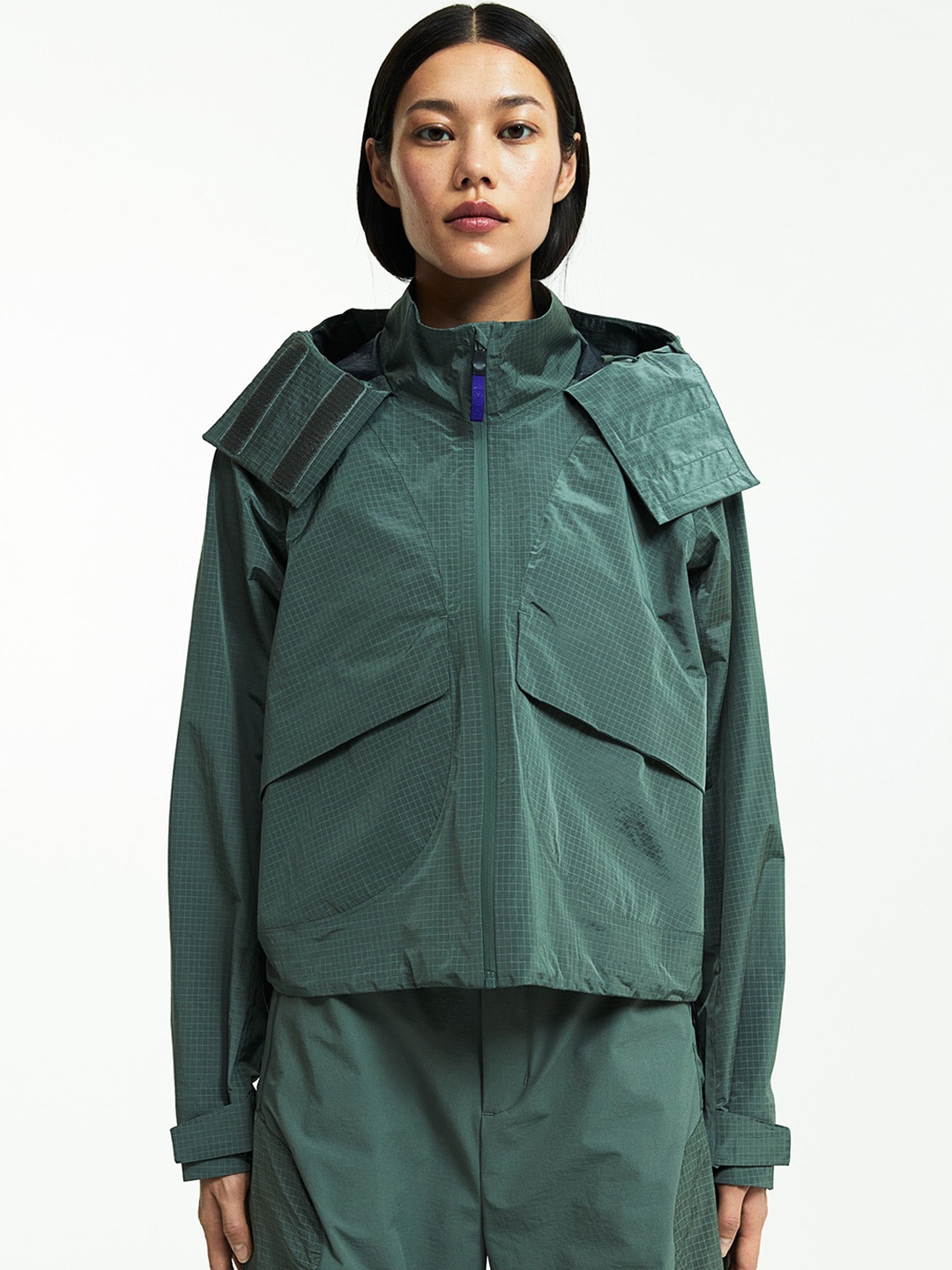

H&M Stormmove Cropped 2.5-Layer Shell Jacket, Green