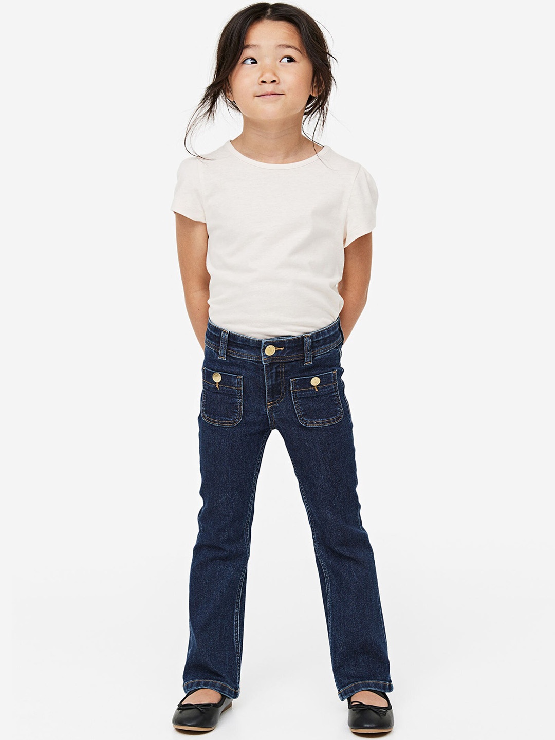 

H&M Girls Superstretch Flared Leg Jeans, Blue