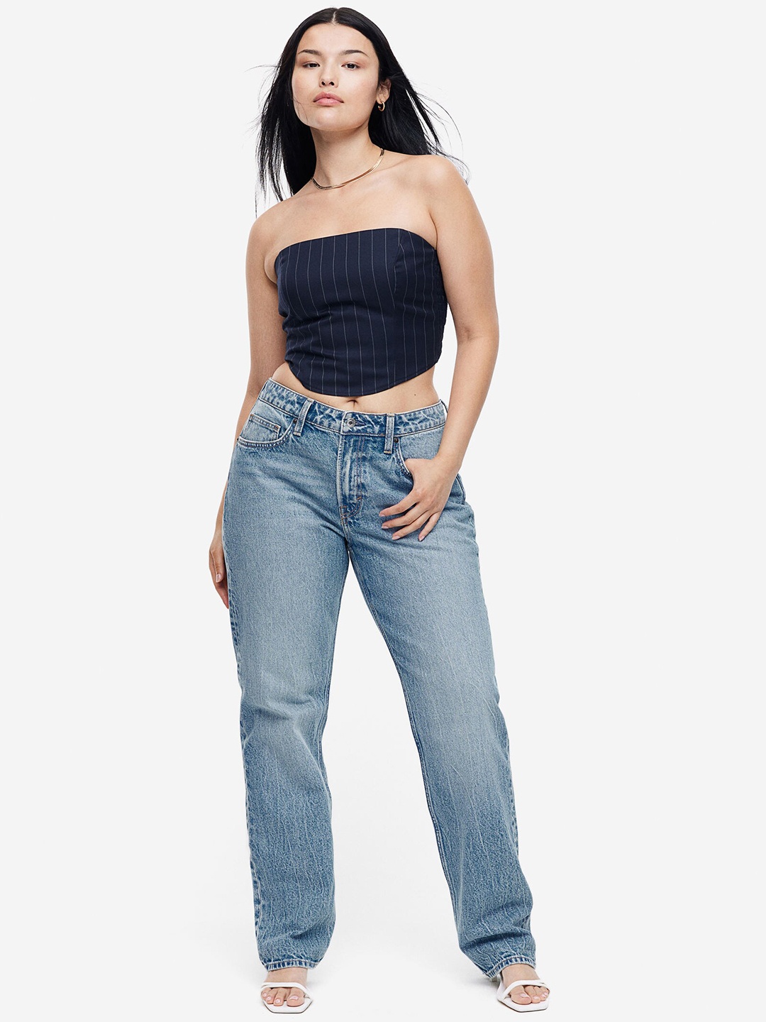 

H&M Women Curvy Fit Straight Regular Jeans, Blue