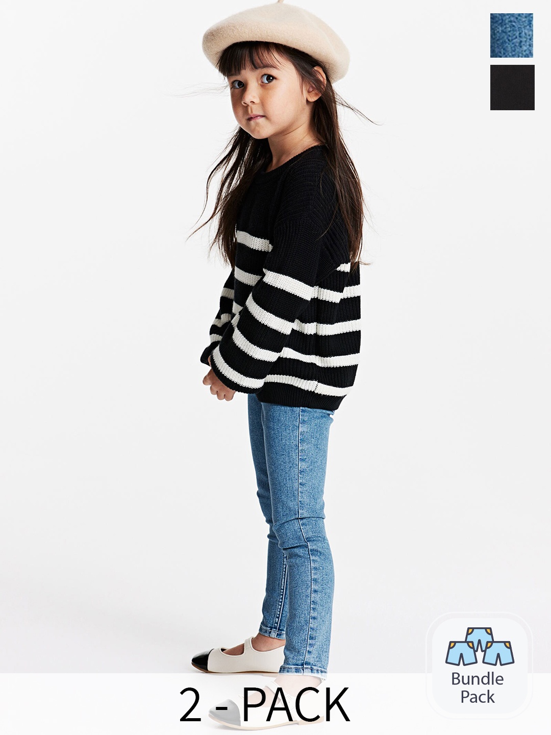 

H&M Girls 2-Pack Skinny Fit Jeans, Blue
