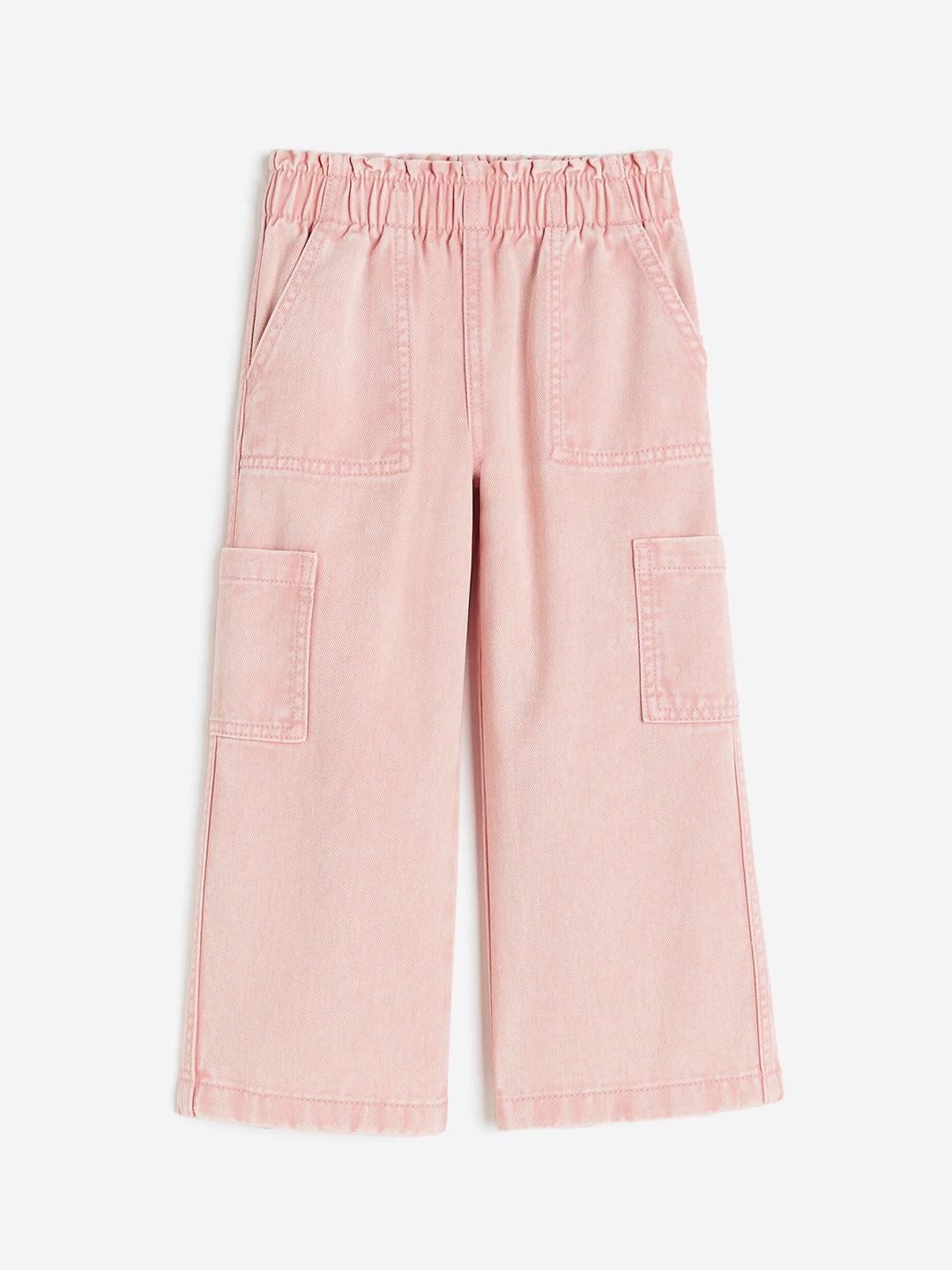 

H&M Girls Pure Cotton Wide Cargo Joggers, Pink