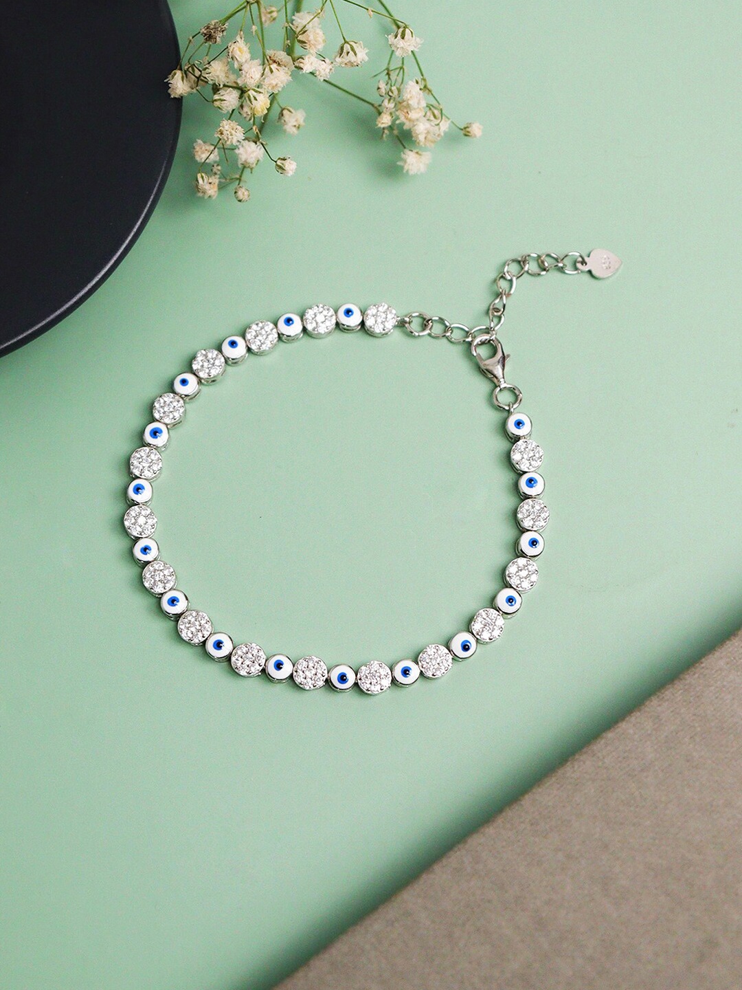 

CURIO COTTAGE Rhodium-Plated Cubic Zirconia Sterling Silver Wraparound Bracelet