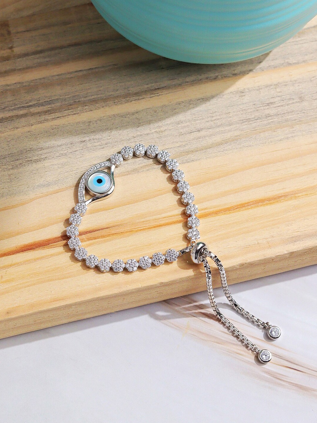 

CURIO COTTAGE Sterling Silver Rhodium-Plated Charm Bracelet