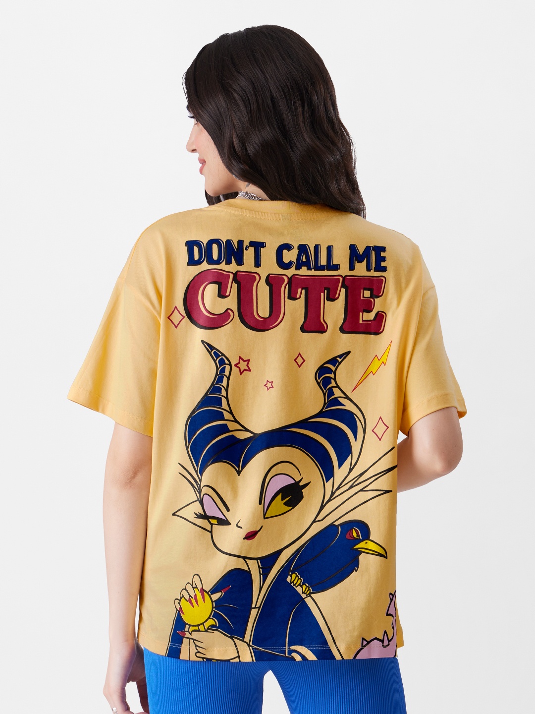 

The Souled Store Maleficent Printed Pure Cotton Oversized T-shirt, Yellow