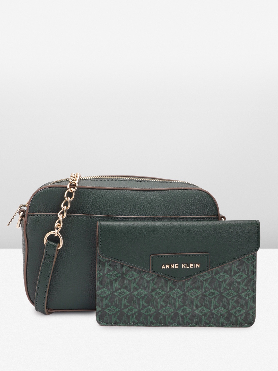 

ANNE KLEIN Structured Sling Bag With Pouch, Green