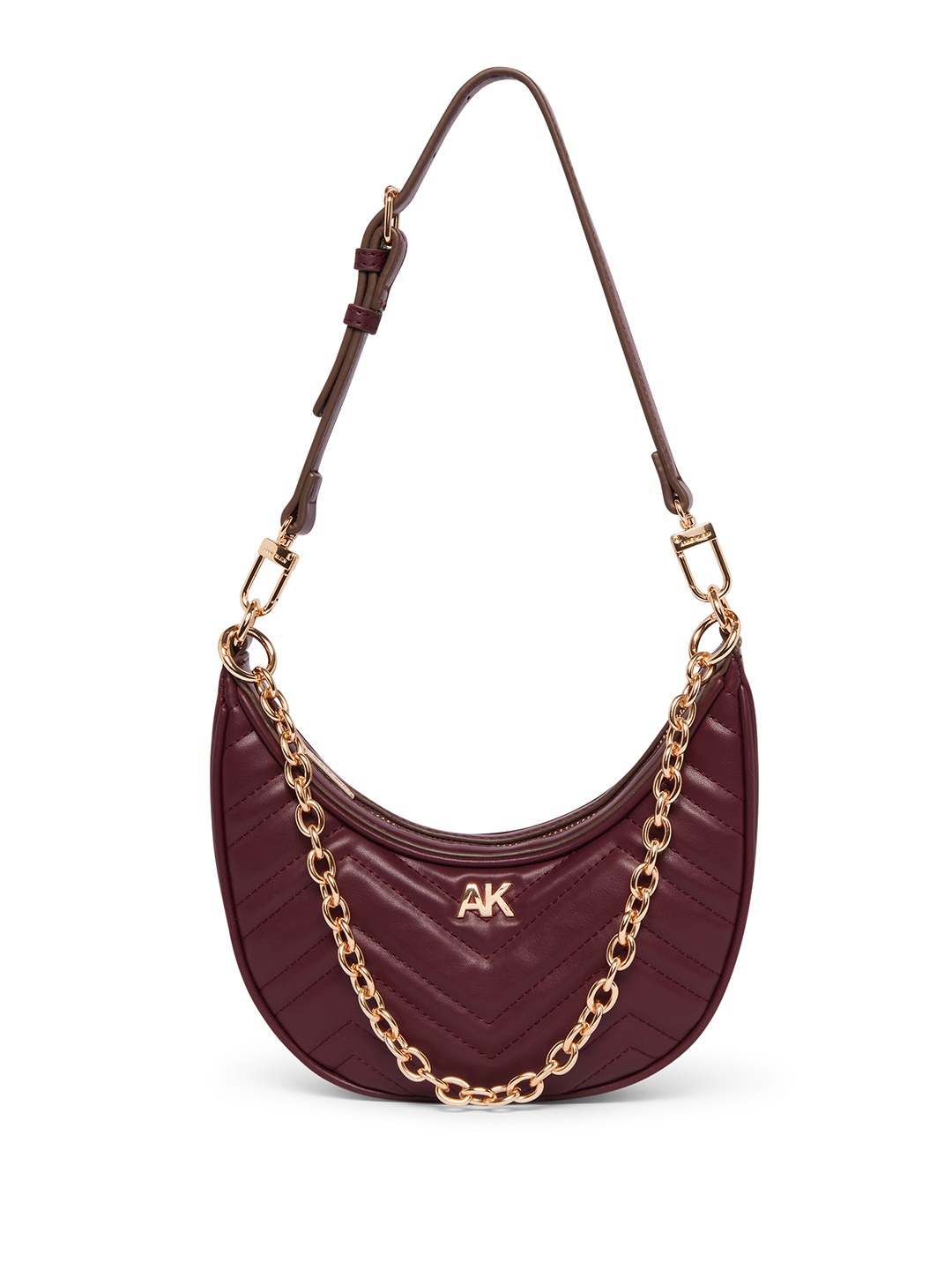 

ANNE KLEIN Structured Quilted Baguette Bag, Burgundy