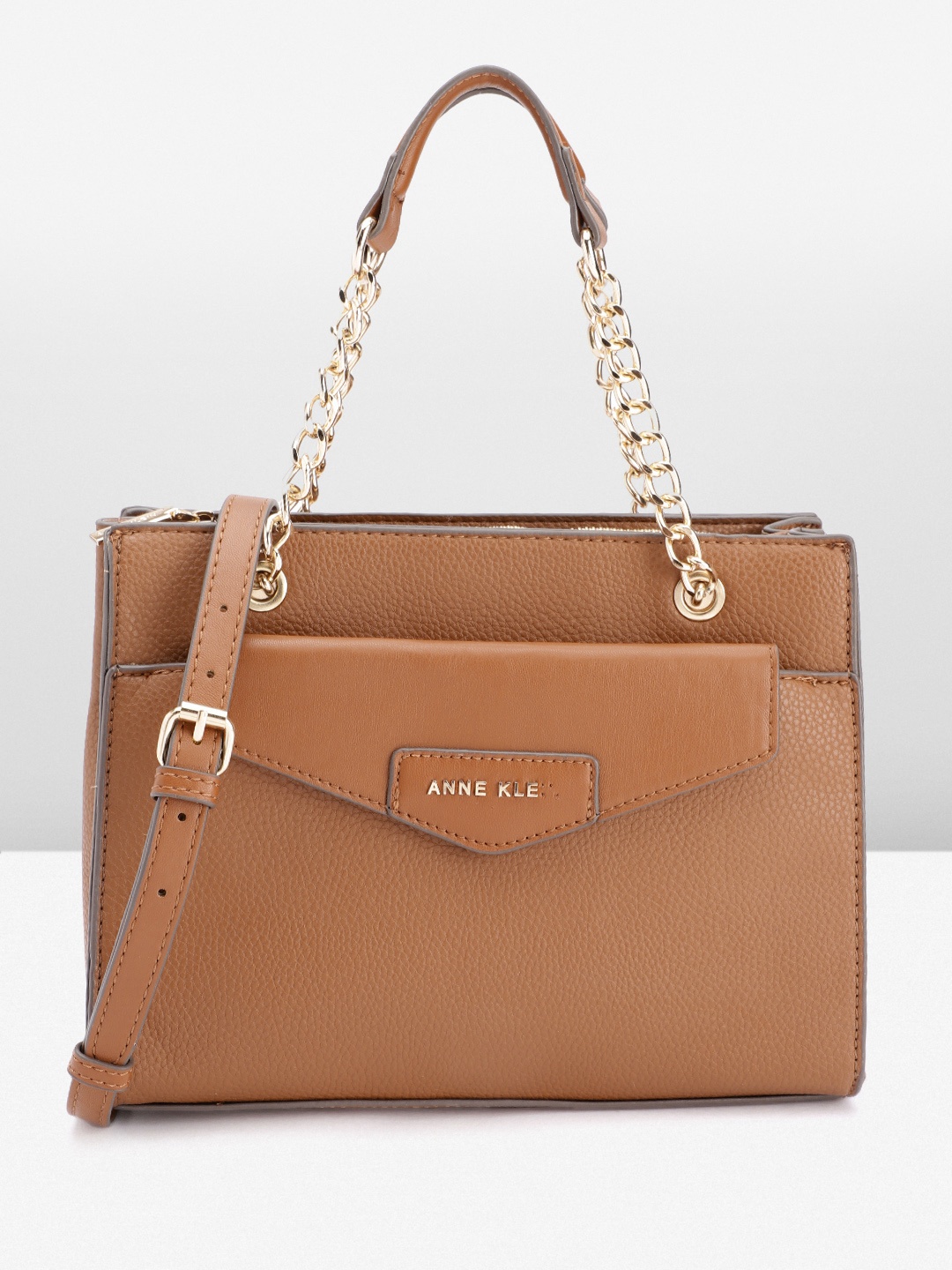 

ANNE KLEIN Textured Structured Handheld Bag, Brown