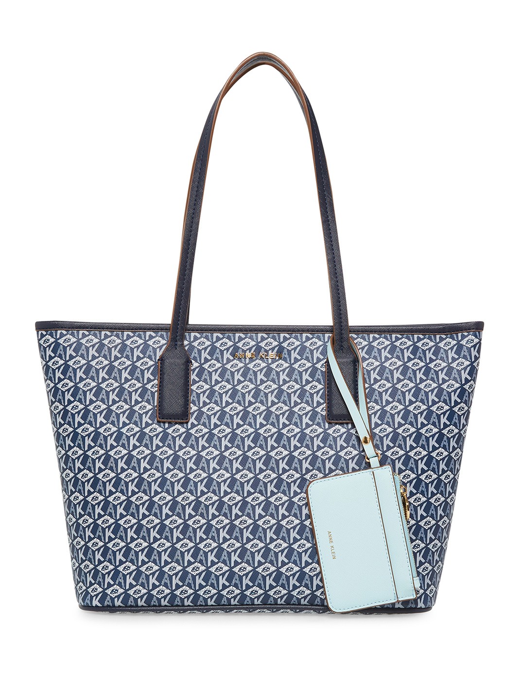 

ANNE KLEIN Brand Logo Printed Structured Shoulder Bag, Blue