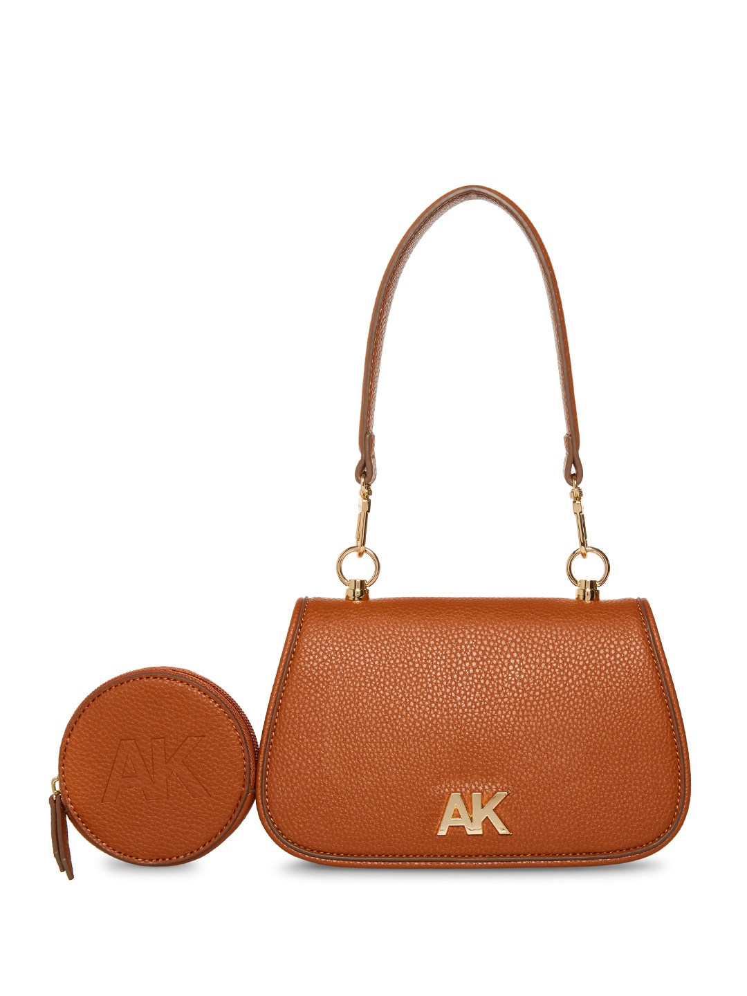 

ANNE KLEIN Brand Logo Detail Structured Shoulder Bag, Brown