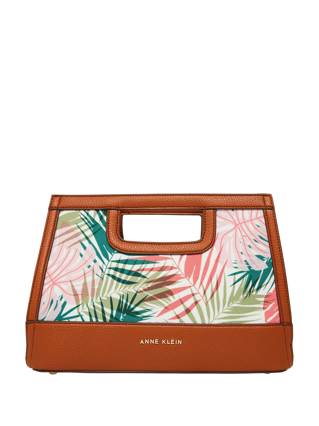 

ANNE KLEIN Floral Printed Structured Handheld Bag, Brown