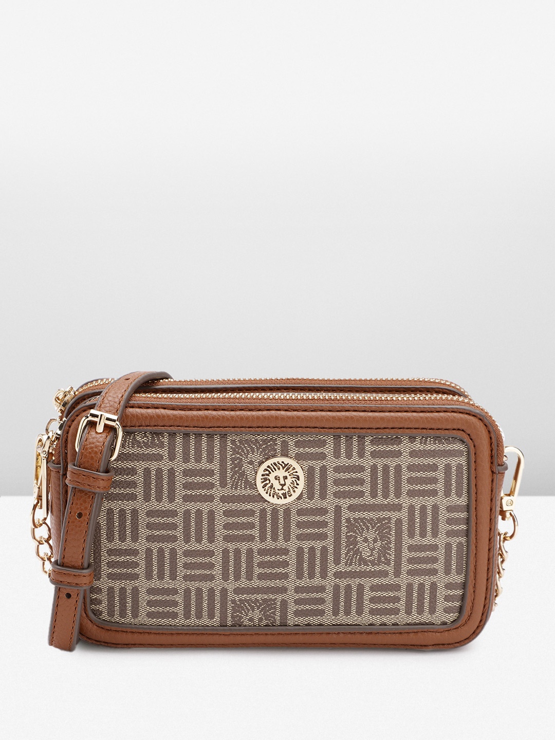 

ANNE KLEIN Printed Structured Sling Bag, Brown