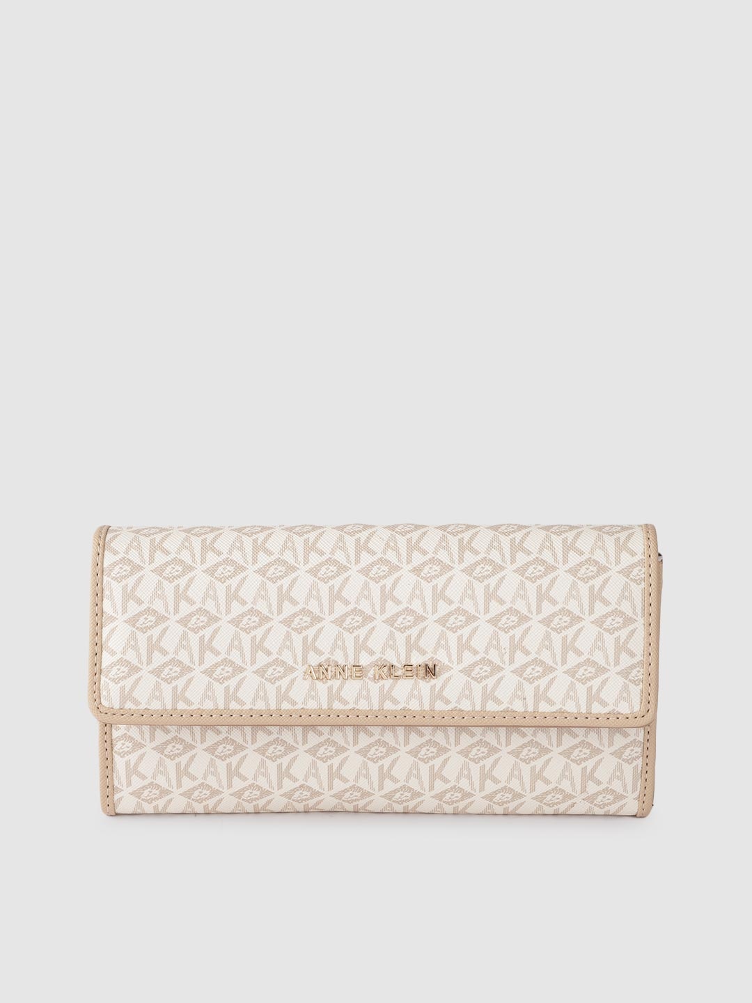 ANNE KLEIN Women Brand Logo Printed Zip Around Wallet, White